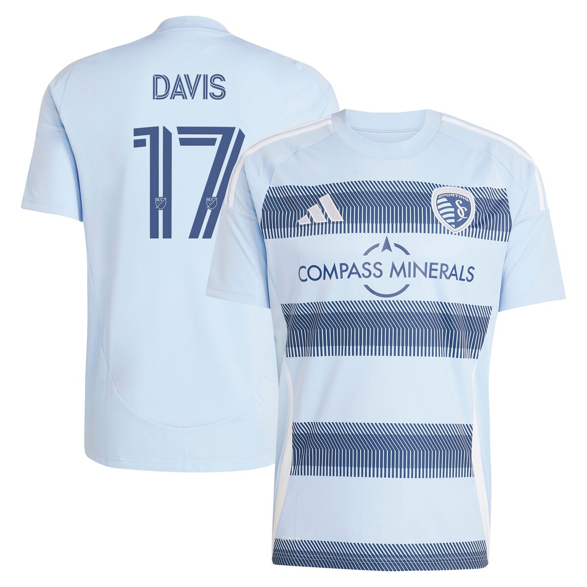 【公式グッズ】MLS カンザスシティ ジェイク・デイビス レプリカ ユニフォーム Adidas/アディダス メンズ ライトブルー (2025 Men's MLS Replica Player Jersey)