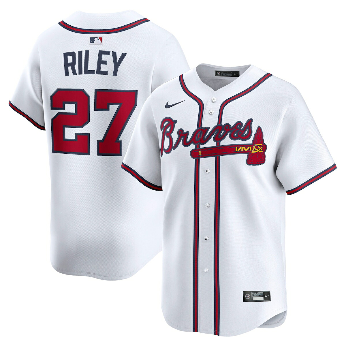 【公式グッズ】MLB ブレーブス オースティン・ライリー ホーム リミテッド ユニフォーム Nike/ナイキ メンズ ホワイト (2025 Nike Men's Ltd Players Jerseys - FTF NTP Master Style)