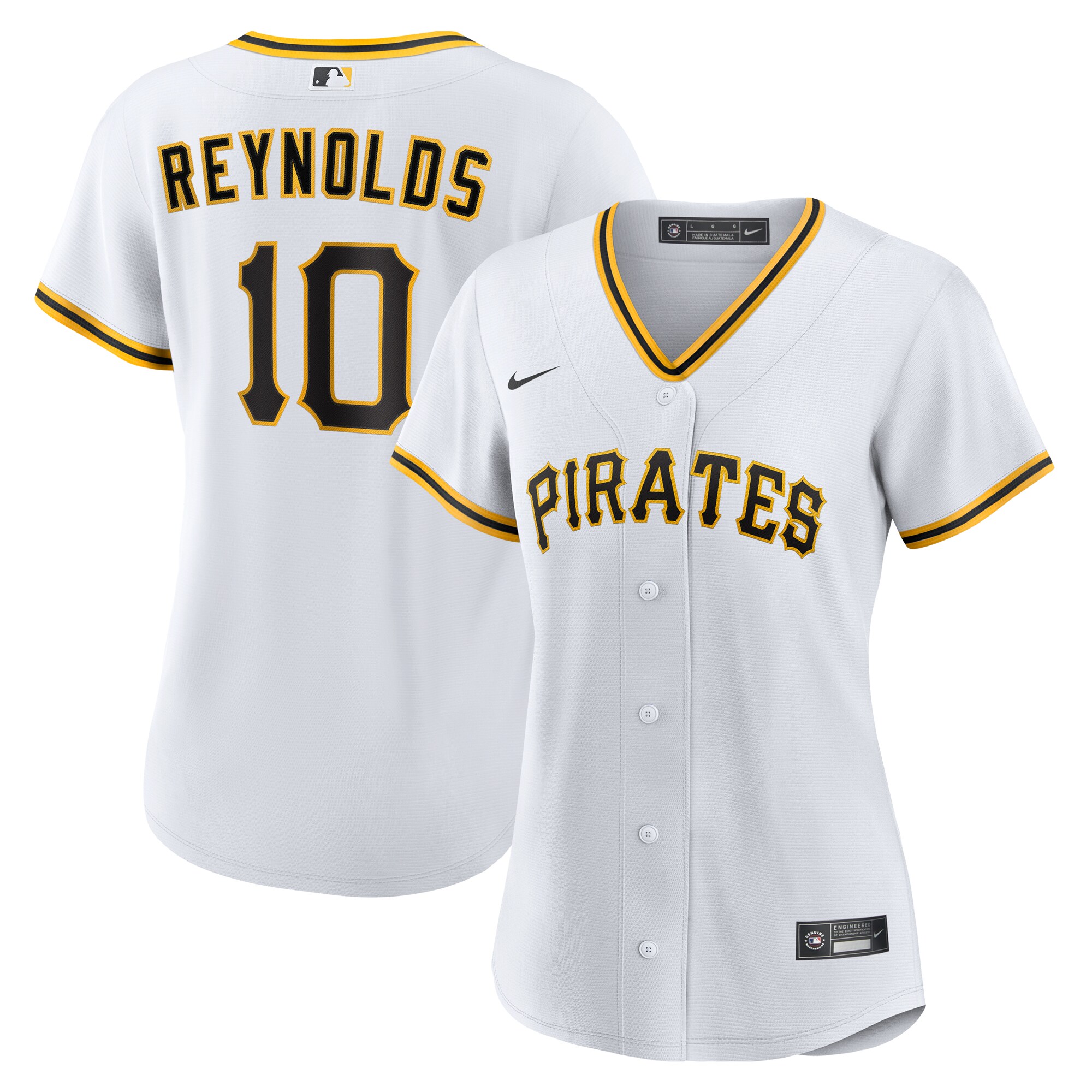 【公式グッズ】MLB パイレーツ ブライアン・レイノルズ ホーム ユニフォーム （レプリカ） Nike/ナイキ レディース ホワイト (Women's Nike 1.0 Replica Player Jersey)