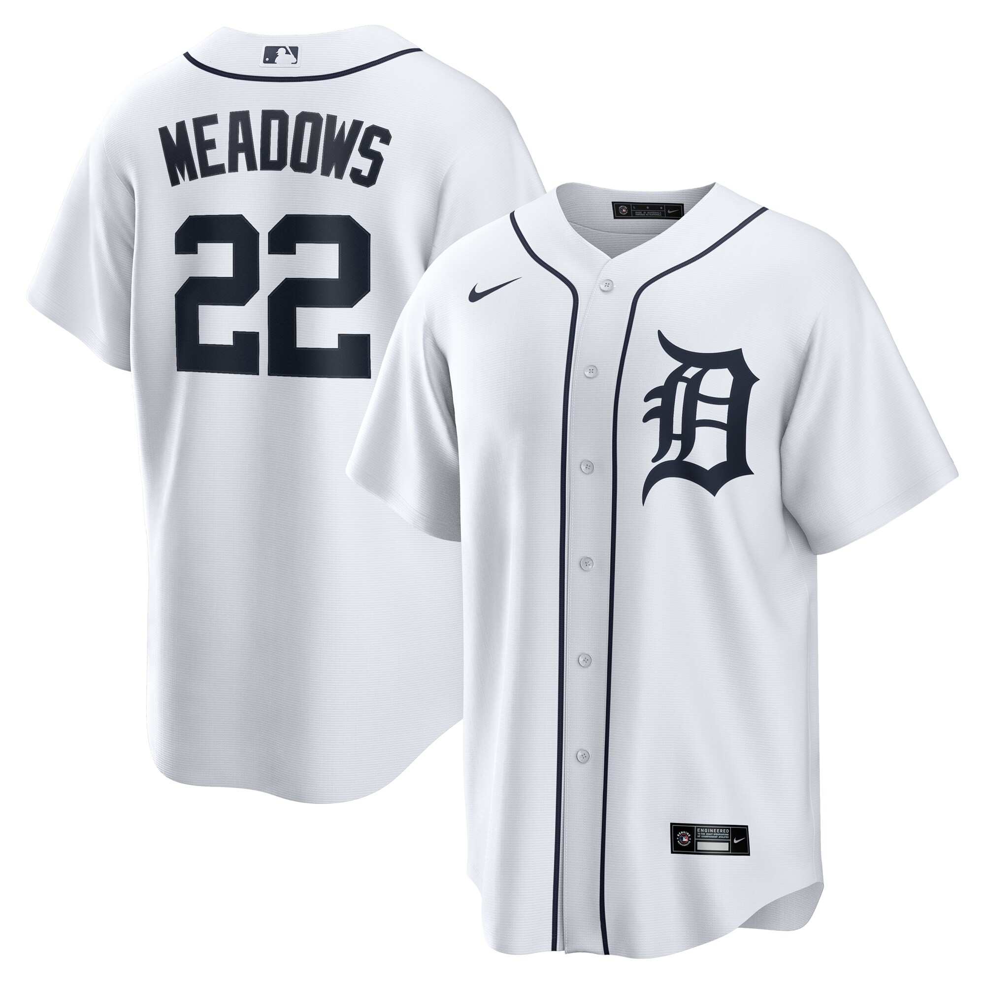 【公式グッズ】MLB タイガース パーカー・メドウズ ホーム ユニフォーム （レプリカ） Nike/ナイキ メンズ ホワイト (Men's Nike 1.0 Replica Player Jersey)