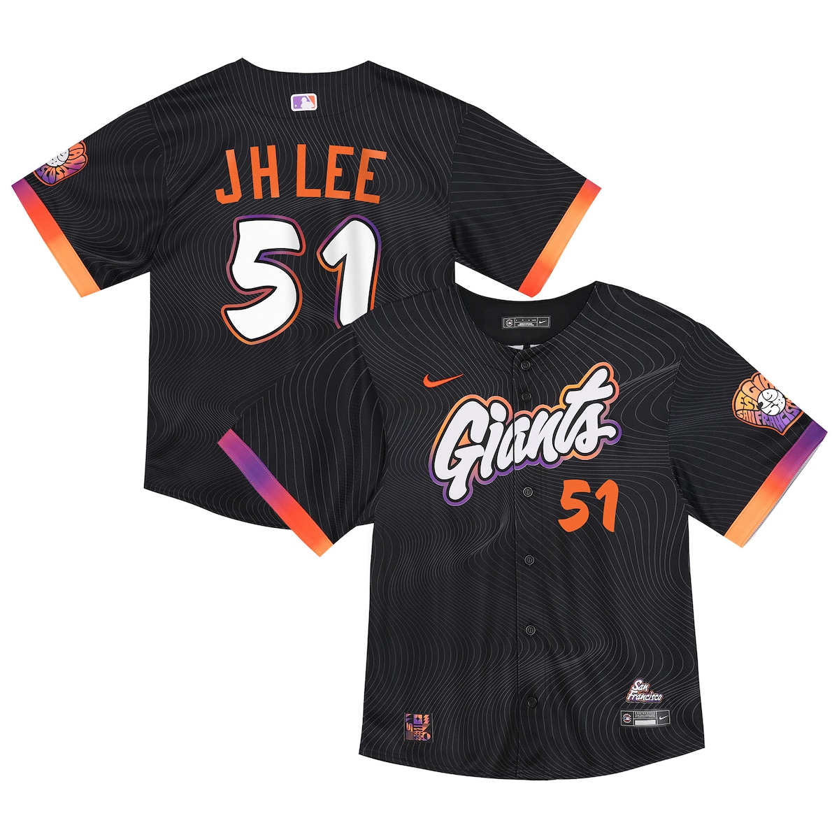 【公式グッズ】MLB ジャイアンツ チョン・フーリ シティコネクト リミテッド ユニフォーム Nike/ナイキ トドラー・幼児サイズ アンスラサイト (SP25 Tod Limited City Connect Player Jersey)