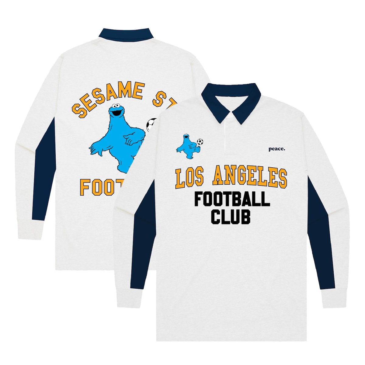 【公式グッズ】MLS LAFC ポロシャツ Peace Collective（ピースコレクティブ） ユース・ジュニアサイズ クリーム (PCL S25 Youth MLS x Sesame Street Rugby LS Polo)