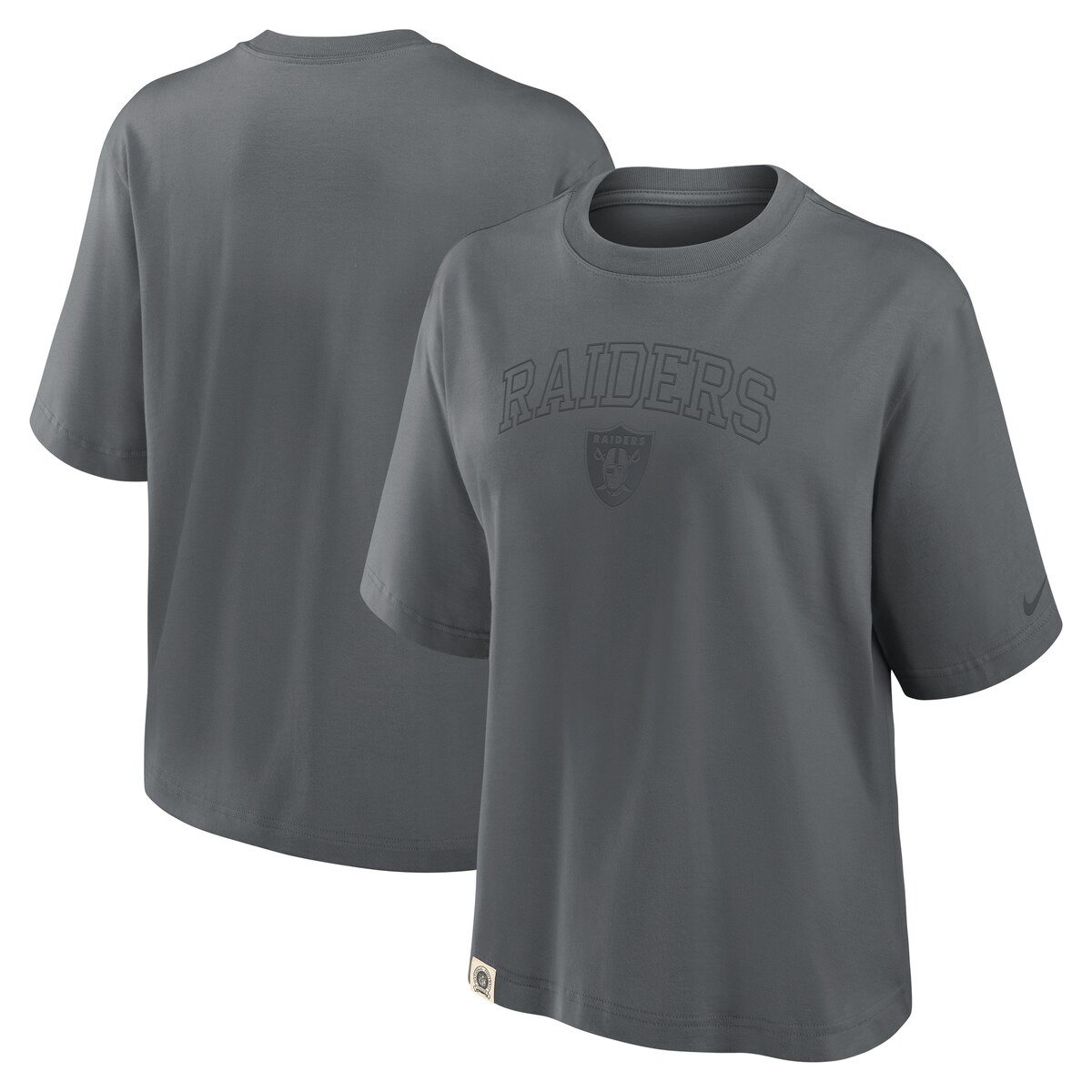 【公式グッズ】NFL レイダース Tシャツ Nike/ナイキ レディース チャコール (25 Women's Nike Glory Arch Boxy SST)|Fanatics公式ストア 店