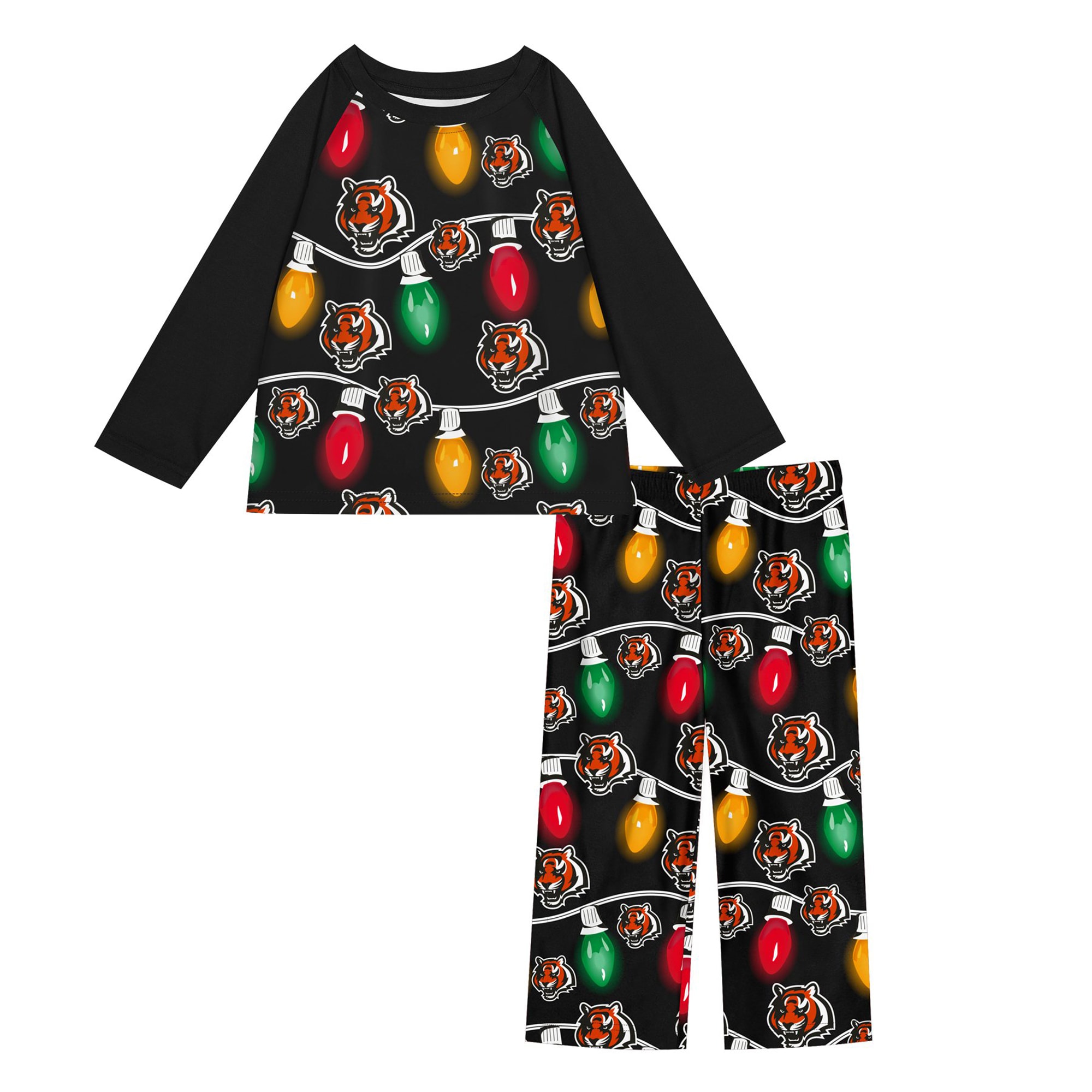 【公式グッズ】NFL ベンガルズ パジャマ Outerstuff キッズサイズ ブラック (24 Youth Garland Holiday PJ Set)｜Fanatics公式ストア 店