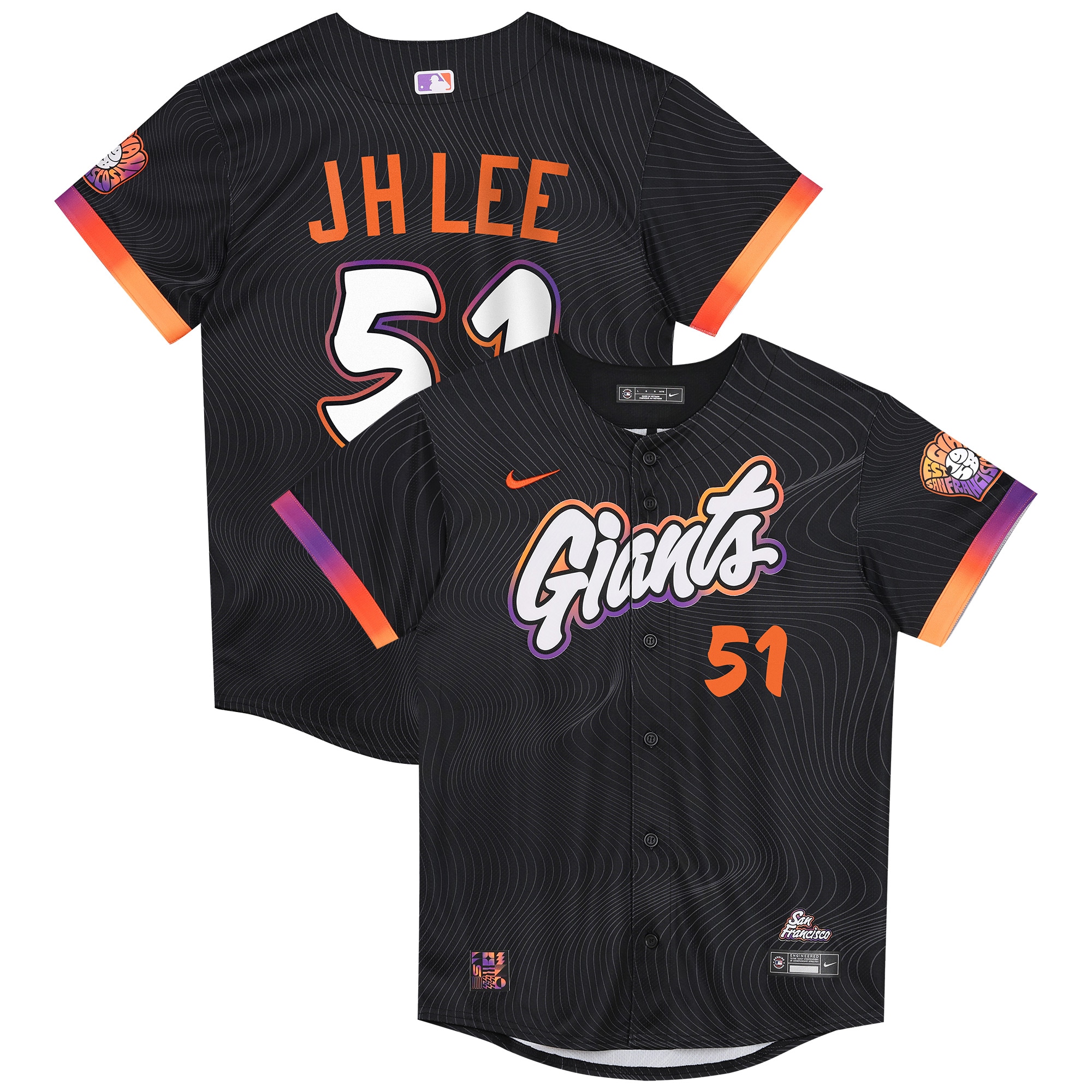 【公式グッズ】MLB ジャイアンツ チョン・フーリ シティコネクト リミテッド ユニフォーム Nike/ナイキ トドラー・幼児サイズ アンスラサイト (SP25 Juvenile Limited City Connect Player Jersey)