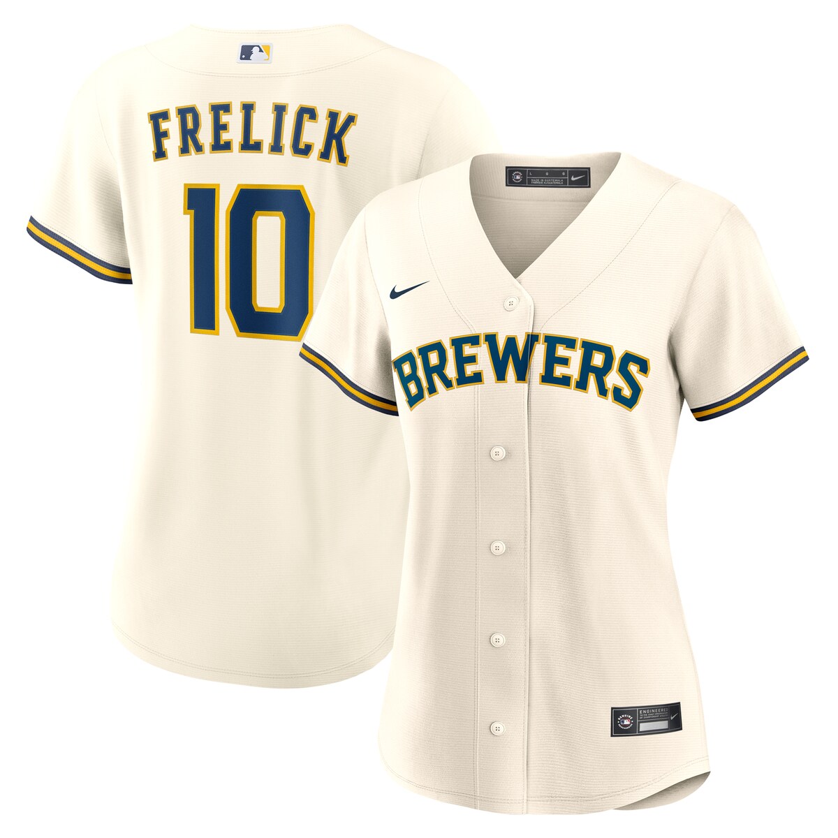 【公式グッズ】MLB ブルワーズ サル・フレリック ユニフォーム Nike/ナイキ レディース クリーム (Women's Nike 1.0 Replica Player Jersey)