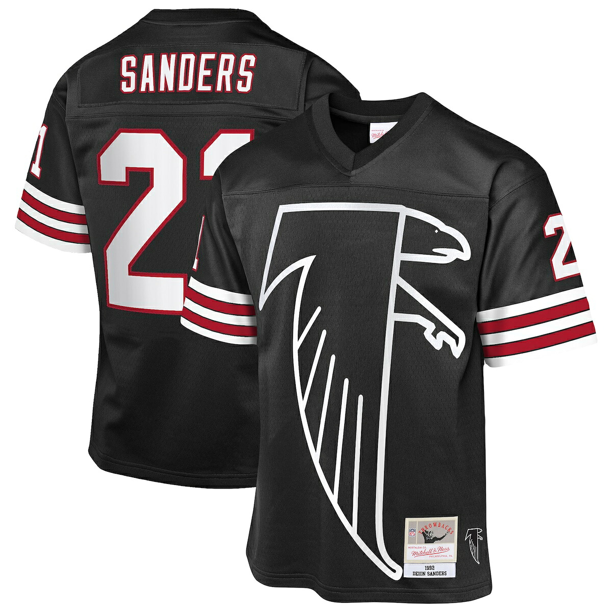 【公式グッズ】NFL ファルコンズ ディオン・サンダース ユニフォーム Mitchell & Ness/ミッチェル＆ネス キッズサイズ ブラック (NFL Youth Big Logo Fashion Jersey)