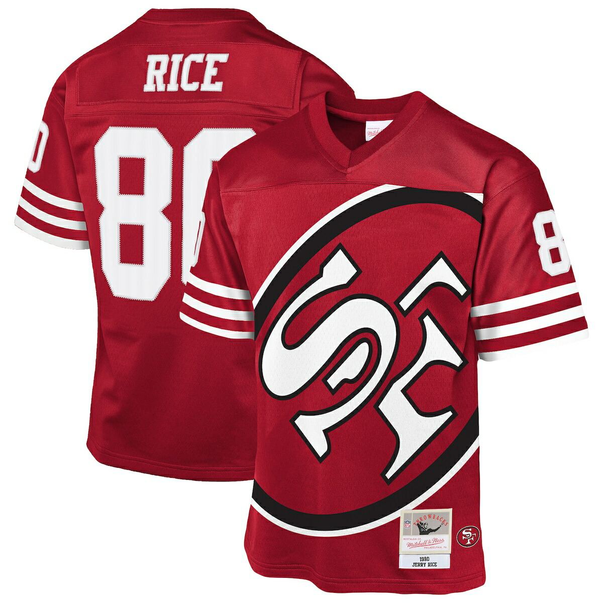 【公式グッズ】NFL 49ers ジェリー・ライス ユニフォーム Mitchell & Ness/ミッチェル＆ネス キッズサイズ スカーレット (NFL Youth Big Logo Fashion Jersey)