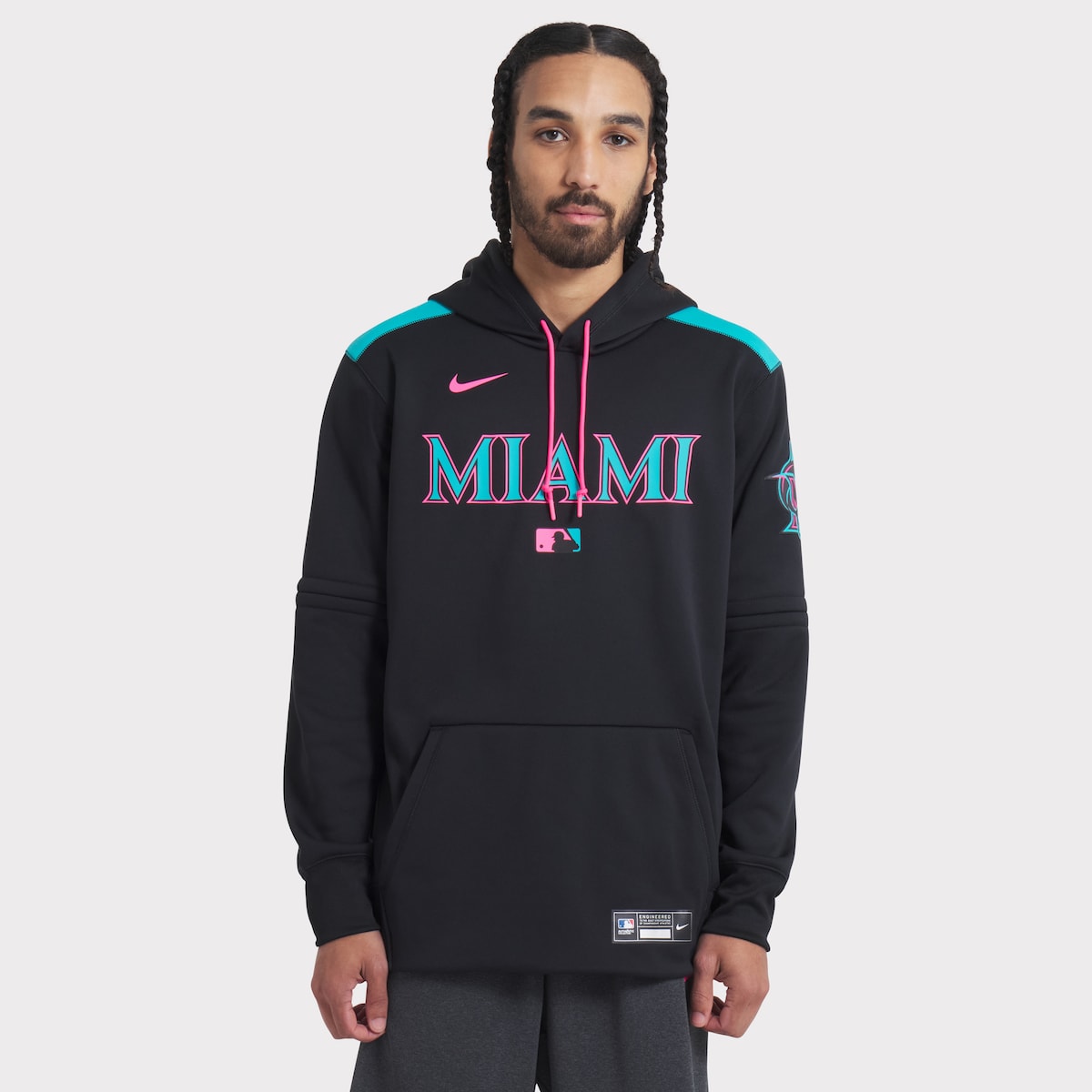 【公式グッズ】MLB マーリンズ プルオーバーパーカー Nike/ナイキ メンズ ブラック (Men's Nike AC City Connect TF Hoodie PO)