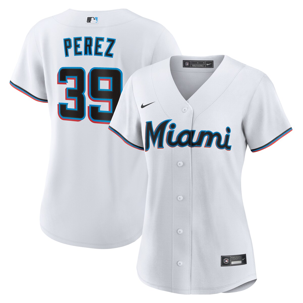【公式グッズ】MLB マーリンズ ユーリー・ペレス ユニフォーム Nike/ナイキ レディース ホワイト (Women's Nike 1.0 Replica Player Jersey)|Fanatics公式ストア 店