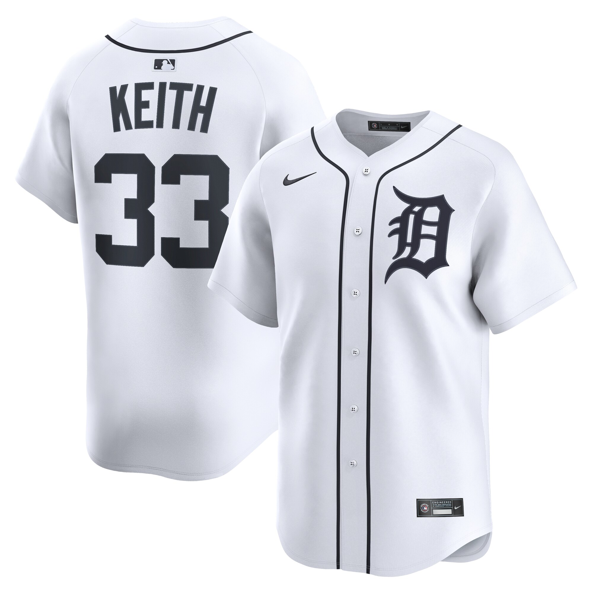【公式グッズ】MLB タイガース コルト・キース ユニフォーム Nike/ナイキ メンズ ホワイト (2025 Nike Men's Ltd Players Jerseys - FTF NTP Master Style)