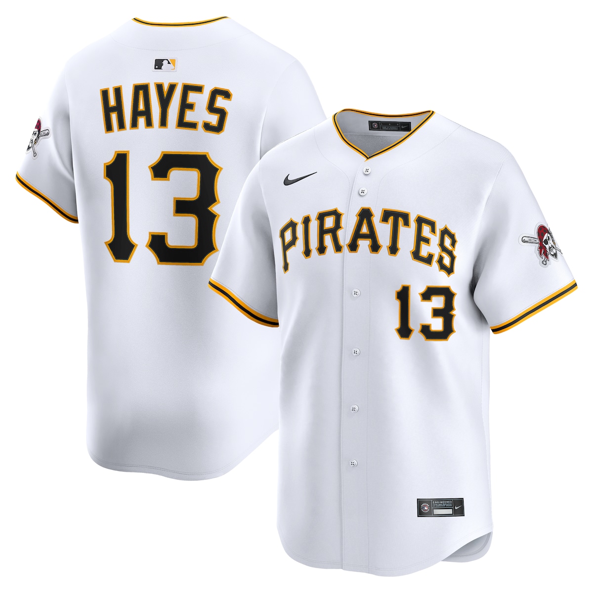 【公式グッズ】MLB パイレーツ キーブライアン・ヘイズ オルタネイト リミテッド ユニフォーム Nike/ナイキ メンズ ホワイト (2025 Nike Men's Ltd Players Jerseys - FTF NTP Master Style)