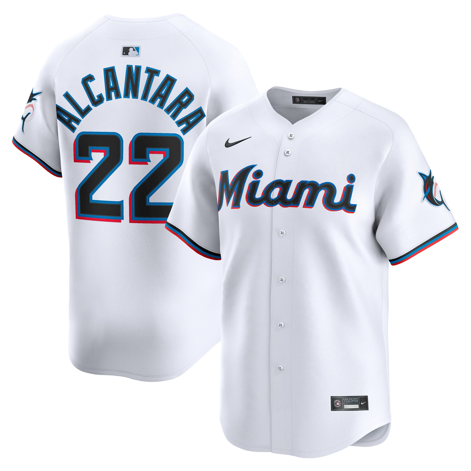 【公式グッズ】MLB マーリンズ サンディ・アルカンタラ ユニフォーム Nike/ナイキ メンズ ホワイト (2025 Nike Men's Ltd Players Jerseys - FTF NTP Master Style)