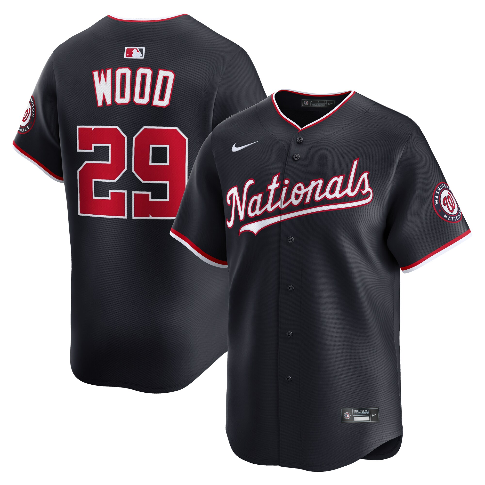 【公式グッズ】MLB ナショナルズ ジェームズ・ウッド ユニフォーム Nike/ナイキ メンズ ネイビー (2025 Nike Men's Ltd Players Jerseys - FTF NTP Master Style)