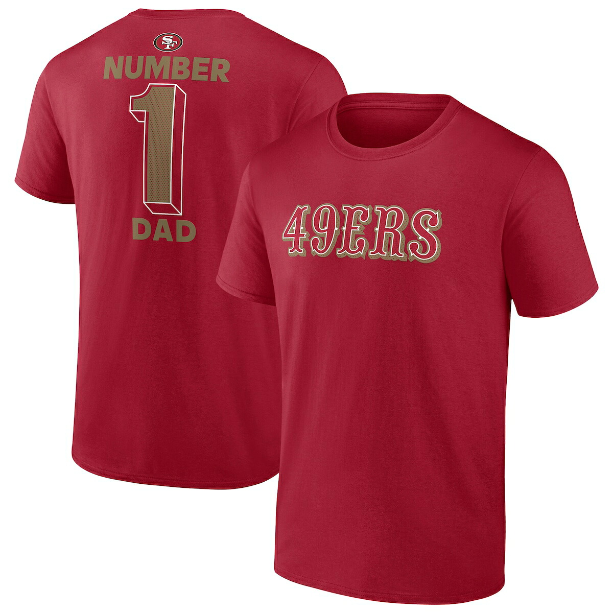 【公式グッズ】NFL 49ers Tシャツ Fanatics/ファナティクス メンズ スカーレット (25 Men's B&T Number One Dad SS Tee)