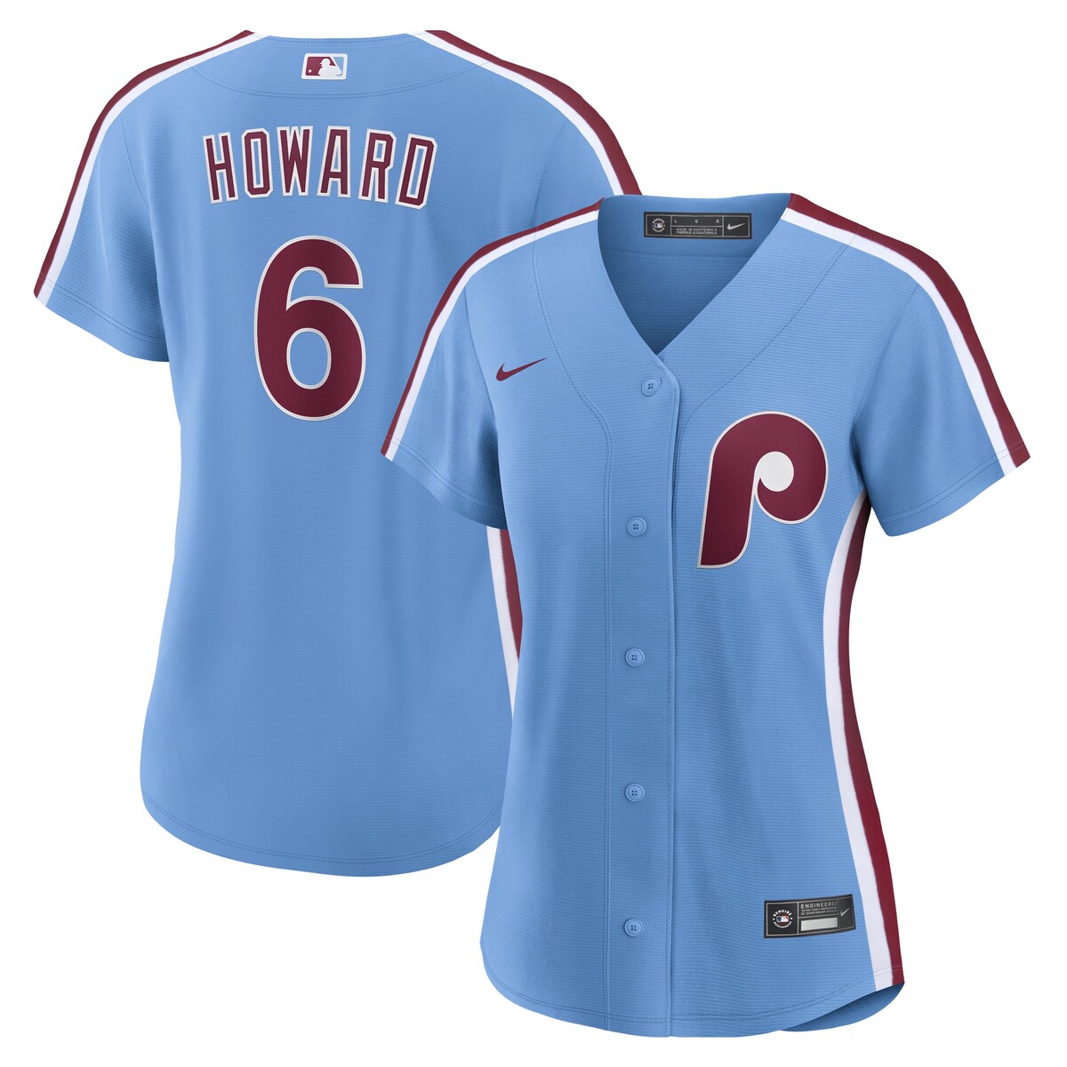 【公式グッズ】MLB フィリーズ ライアン・ハワード ユニフォーム Nike/ナイキ レディース ライトブルー (Women's Nike 1.0 Replica Player Jersey)