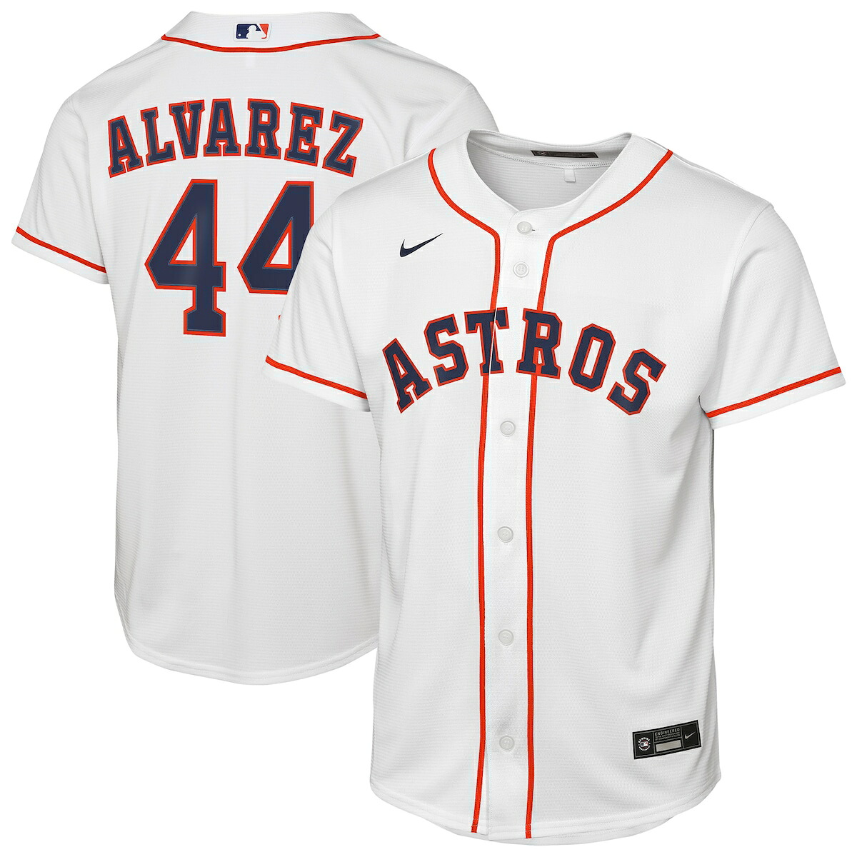 【公式グッズ】MLB アストロズ ヨーダン・アルバレス ユニフォーム Nike/ナイキ キッズサイズ ホワイト (2025 Nike Youth Replica 2.0 Player Jerseys - FTF NTP Master Style)