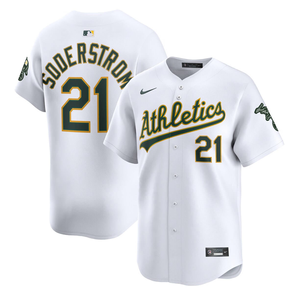 【公式グッズ】MLB アスレチックス タイラー・ソデルストロム ユニフォーム Nike/ナイキ メンズ ホワイト (2025 Nike Men's Ltd Players Jerseys - FTF NTP Master Style)