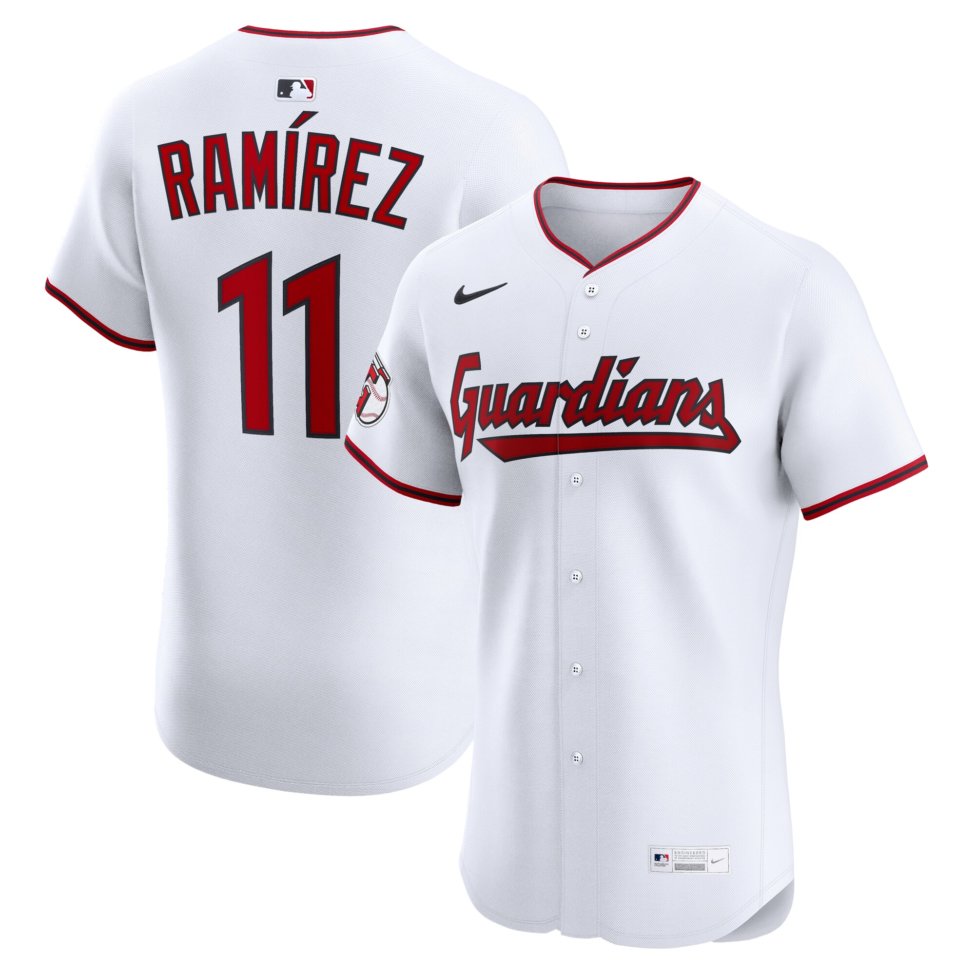 【公式グッズ】MLB インディアンス ホセ・ラミレス ユニフォーム Nike/ナイキ メンズ ホワイト (Player Nike Elite Jersey)