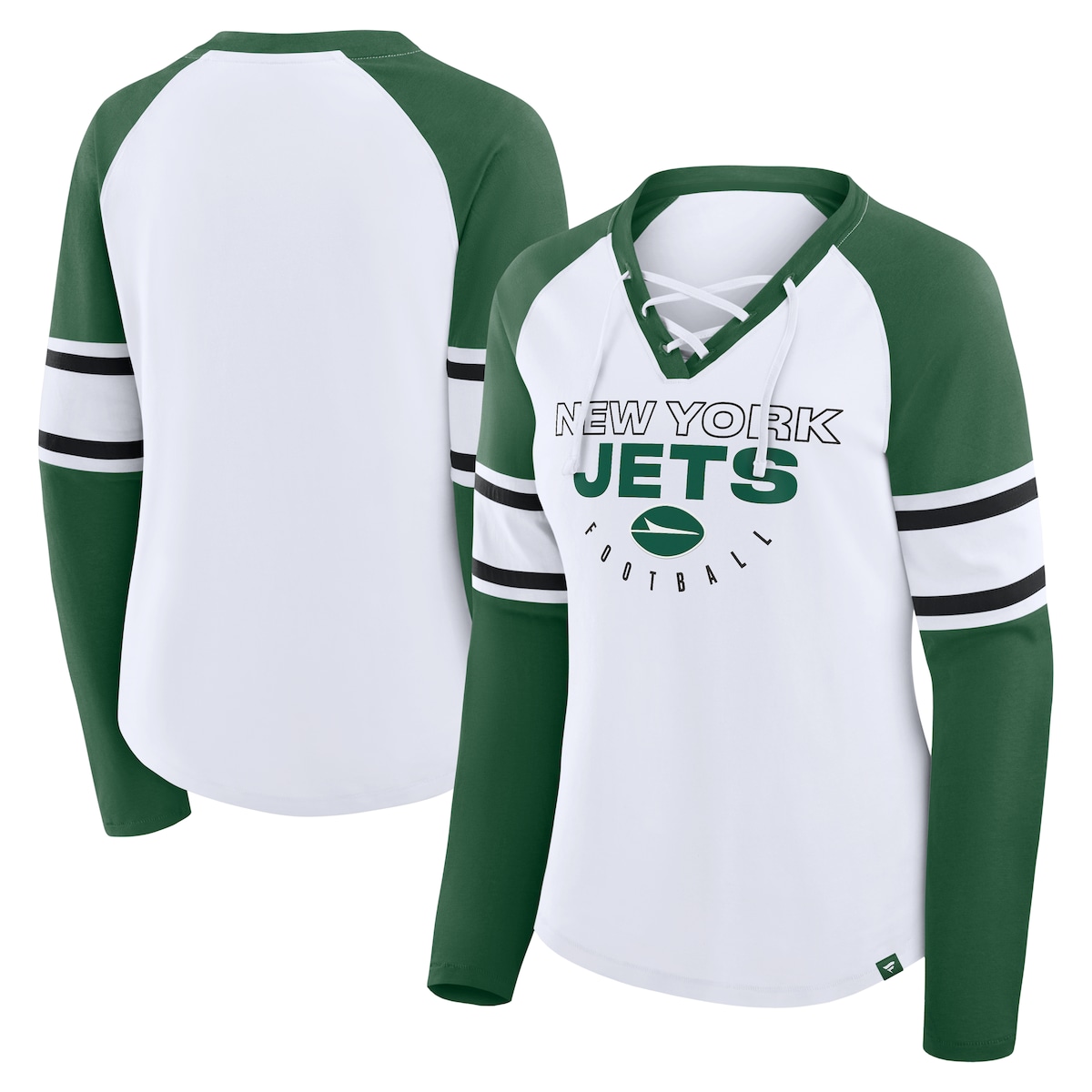 【公式グッズ】NFL ジェッツ Tシャツ Fanatics/ファナティクス レディース ホワイト (NFL Womens Redzone Lace Up LST)｜Fanatics公式ストア 店 8,562円