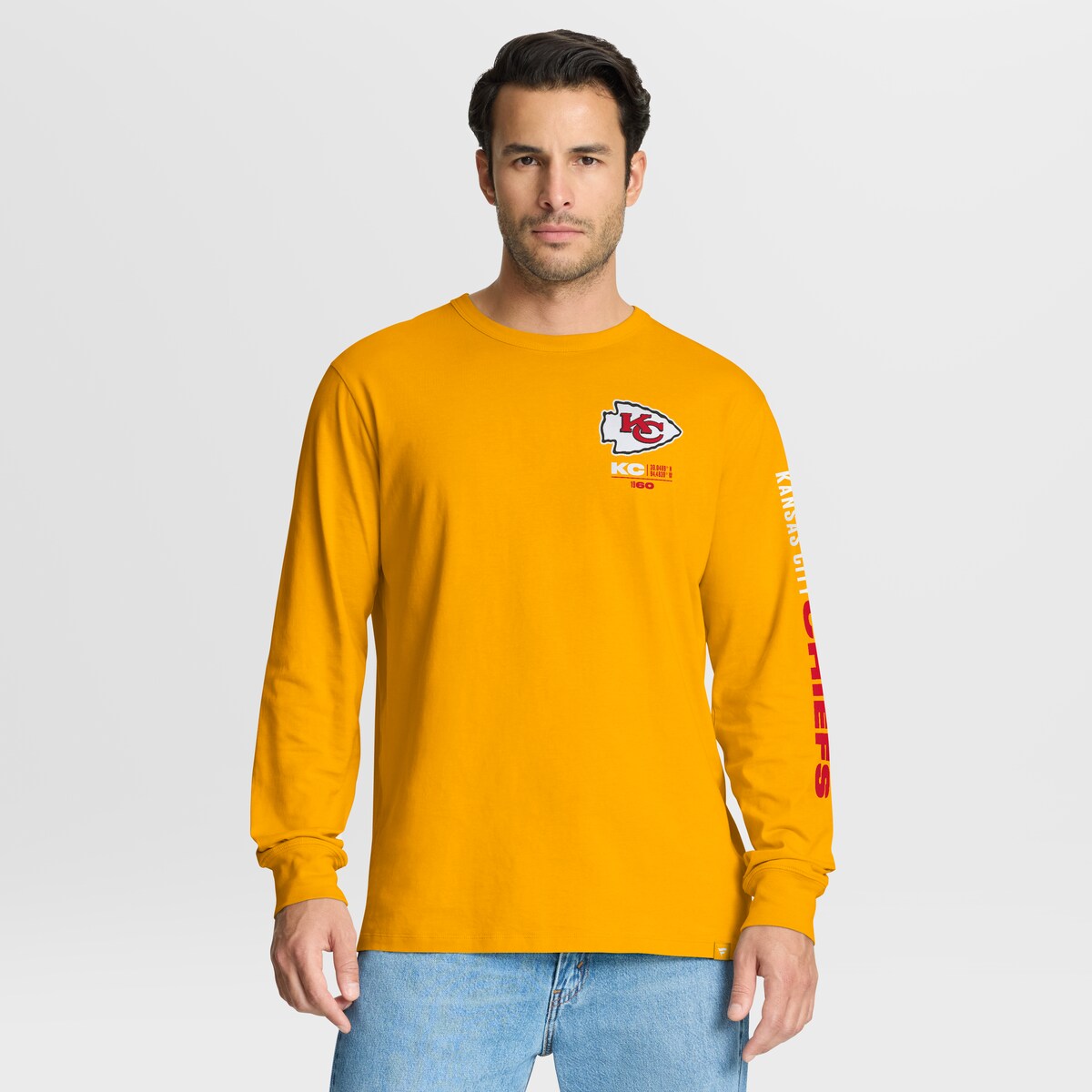 【公式グッズ】NFL チーフス Tシャツ Fanatics/ファナティクス メンズ ゴールド (FANATICS CLOCK MANAGEMENT LEGACY COTTON LS TEE)