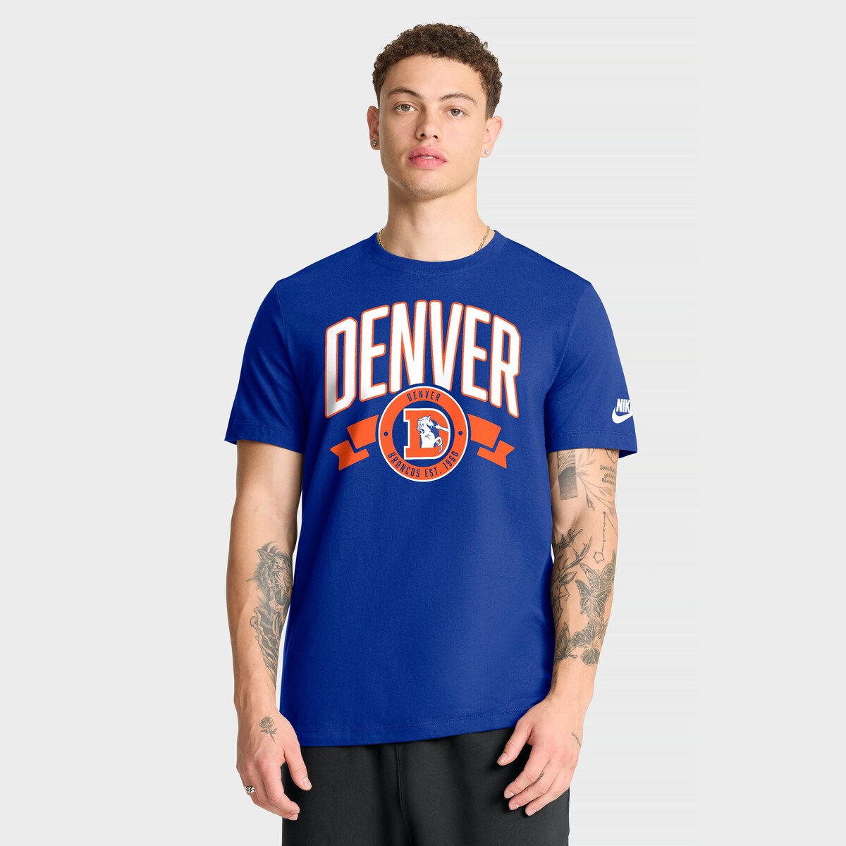【公式グッズ】NFL ブロンコス Tシャツ Nike/ナイキ メンズ ロイヤル (25 Men's Nike Rewind Front and Back Hit Essential Cotton SST - R)