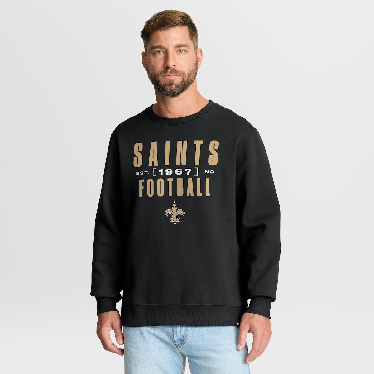 【公式グッズ】NFL セインツ トレーナー Fanatics/ファナティクス メンズ ブラック (FANATICS POWERFUL THROW LEGACY FLEECE CREW)