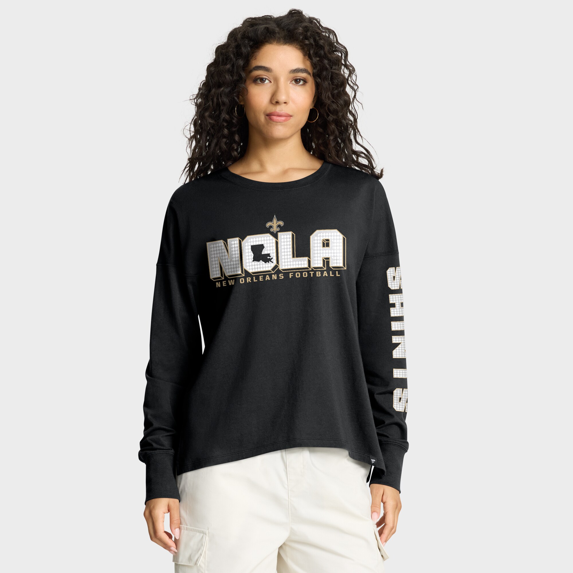 【公式グッズ】NFL セインツ 長袖 Tシャツ Fanatics/ファナティクス レディース ブラック (NFL Womens Hometown Legacy LST - R)