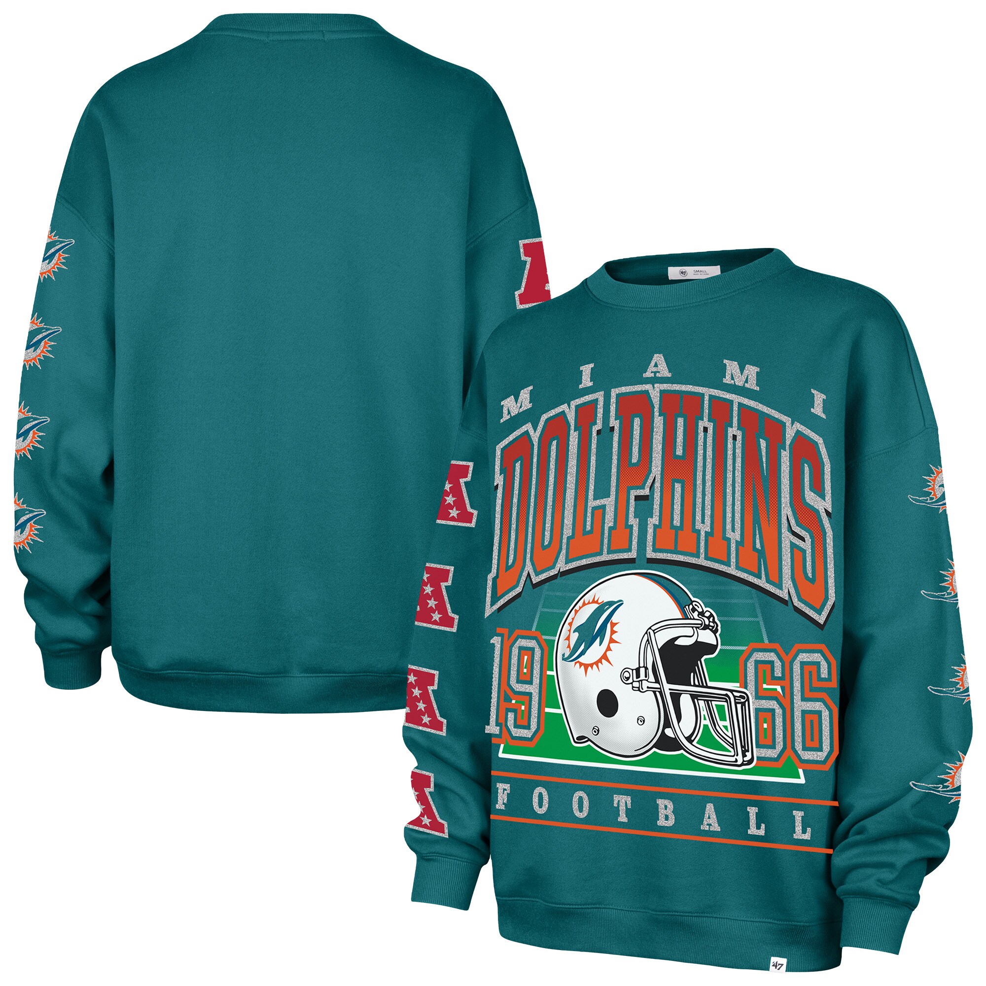 【公式グッズ】NFL ドルフィンズ トレーナー '47/フォーティーセブン レディース アクア (NFL Womens Go Big Oversized Crew)|Fanatics公式ストア 店