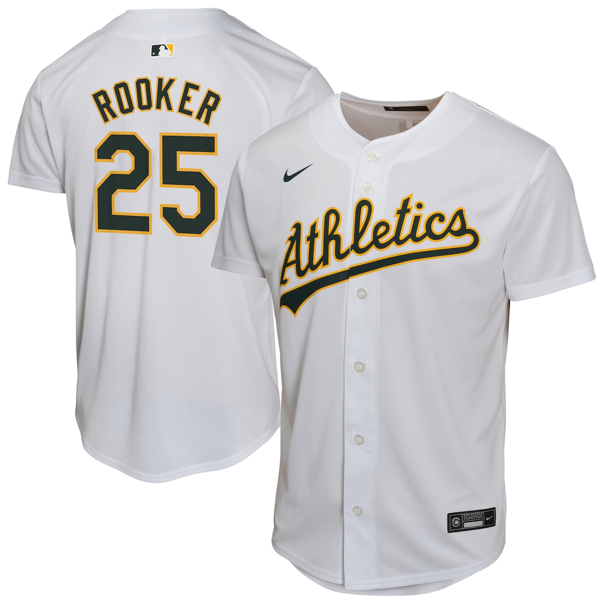 【公式グッズ】MLB アスレチックス ブレント・ルーカー ユニフォーム Nike/ナイキ キッズサイズ ホワイト (OST Youth Game Player Jersey)