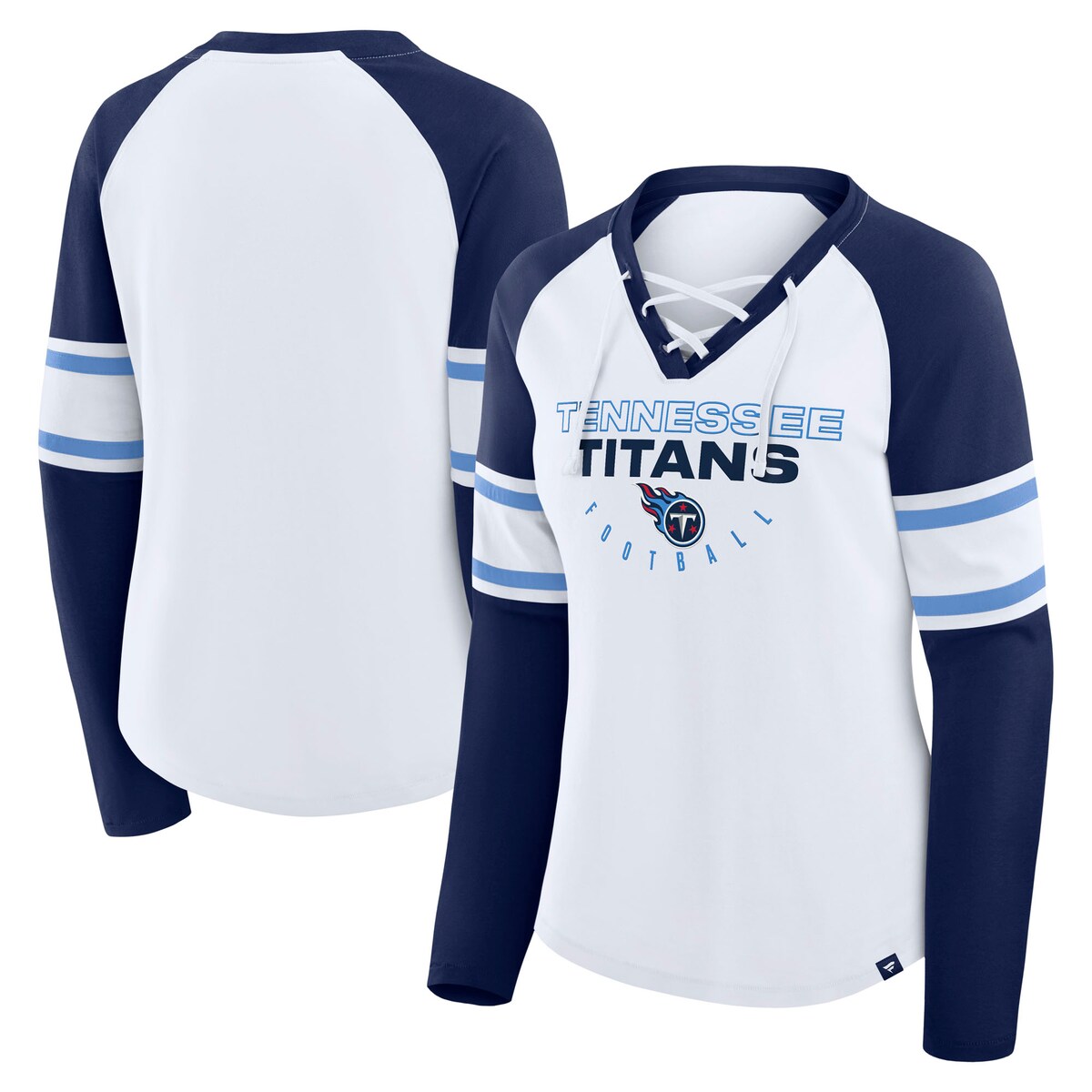 【公式グッズ】NFL タイタンズ ラグラン シャツ (Vネック) Fanatics/ファナティクス レディース ホワイト (NFL Womens Redzone Lace Up LST)|Fanatics公式ストア 店