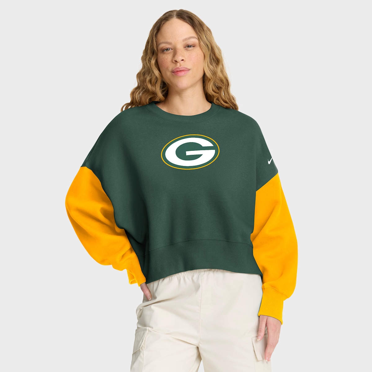 【公式グッズ】NFL パッカーズ トレーナー Nike/ナイキ レディース グリーン (25 Women's Nike Primetime Oversized Colorblock Fleece Crew)|Fanatics公式ストア 店