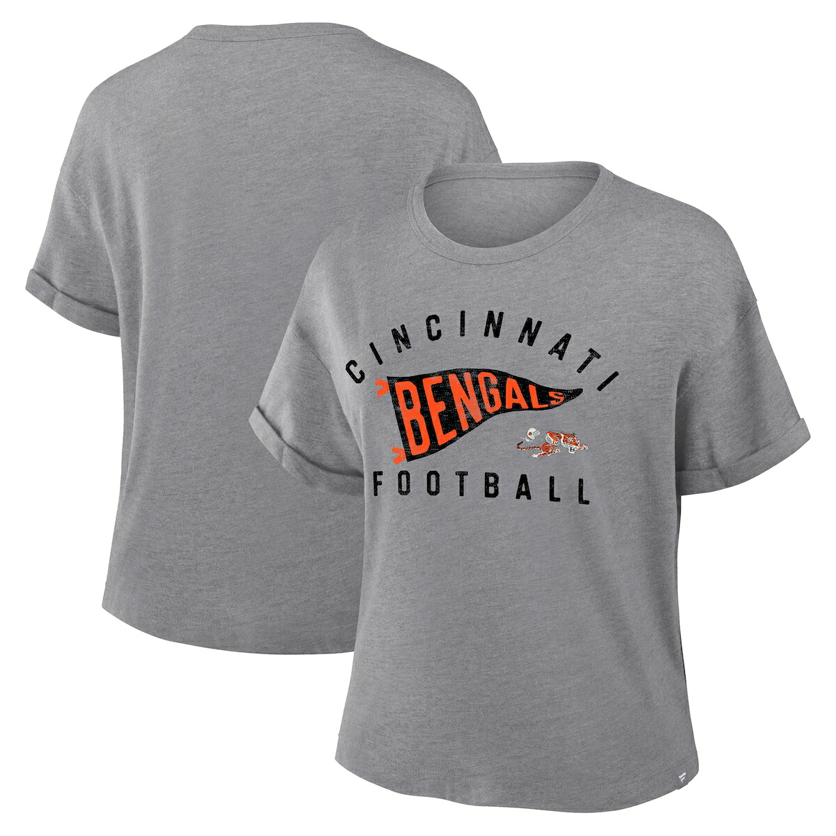 【公式グッズ】NFL ベンガルズ Tシャツ Fanatics/ファナティクス レディース ヘザーグレイ (NFL Womens Pennant Wave Tribute Triblend SST - R)｜Fanatics公式ストア 店