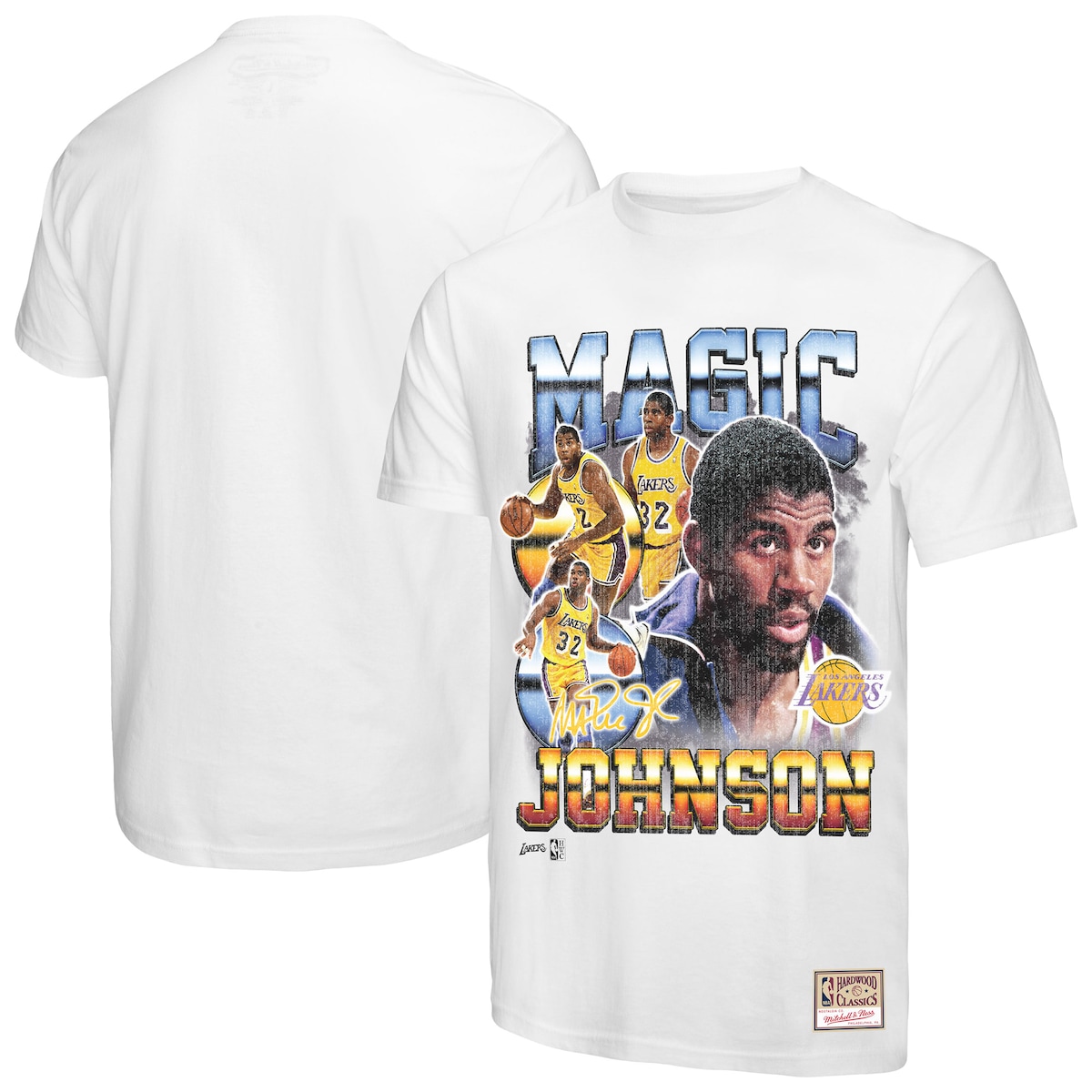 マジック•ジョンソン　NBA レイカーズ　Tシャツ　パープル マジック•ジョンソン NBA レイカーズ Tシャツ パープル Mitchell