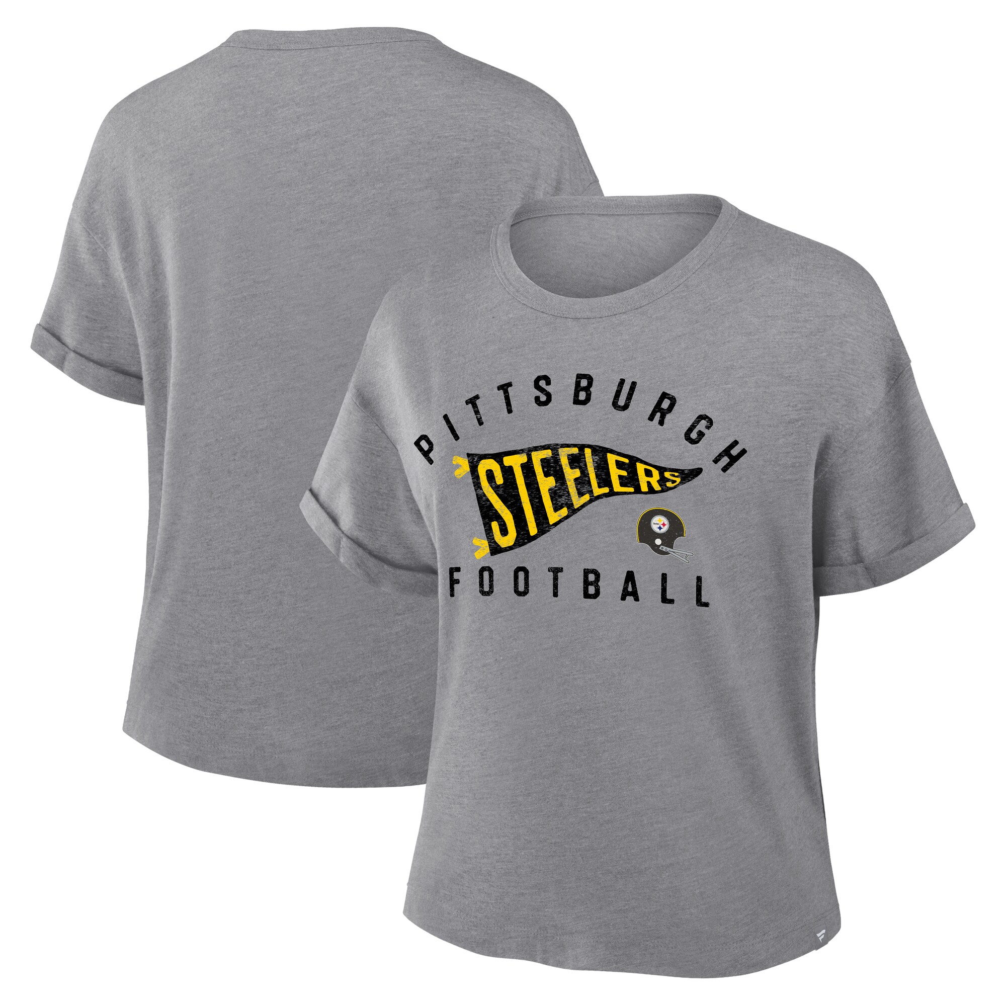 【公式グッズ】NFL スティーラーズ Tシャツ Fanatics/ファナティクス レディース ヘザーグレイ (NFL Womens Pennant Wave Tribute Triblend SST - R)