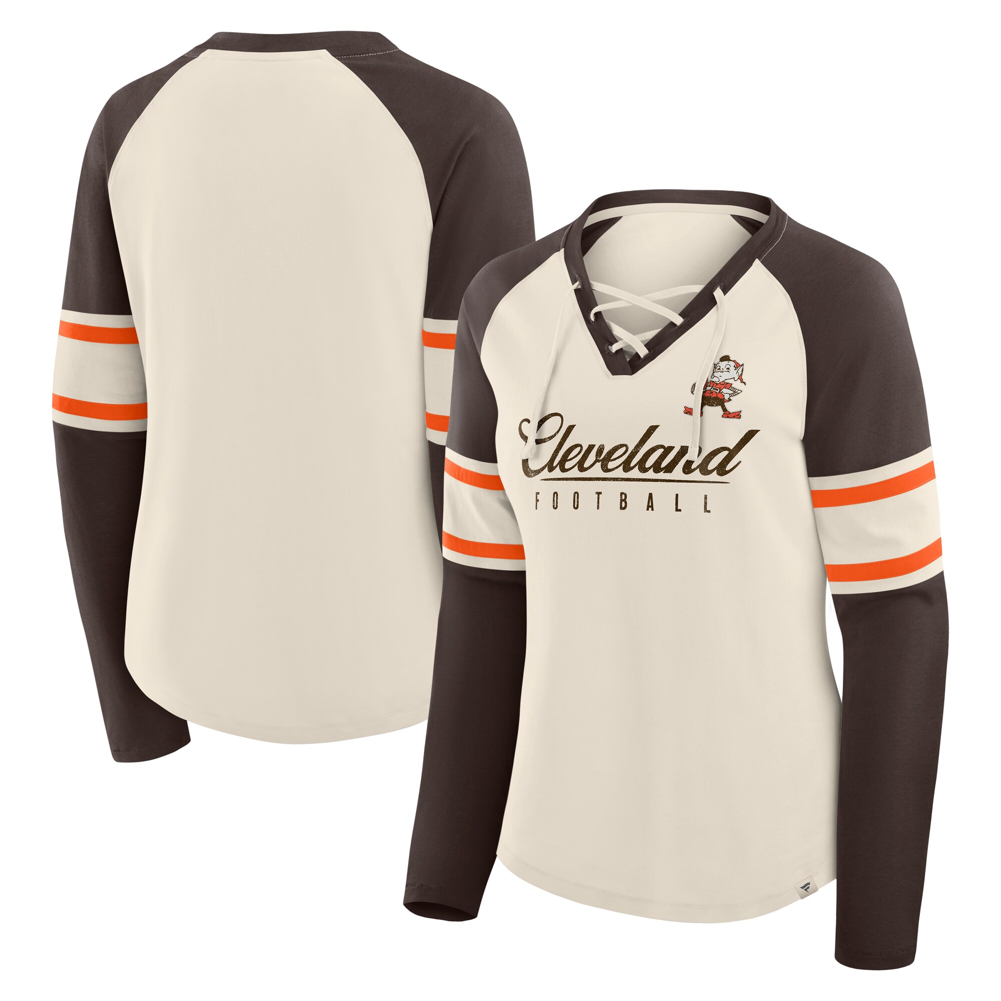 【公式グッズ】NFL ブラウンズ 長袖 Tシャツ Fanatics/ファナティクス レディース クリーム (NFL Womens Hometown Lace Up LST)