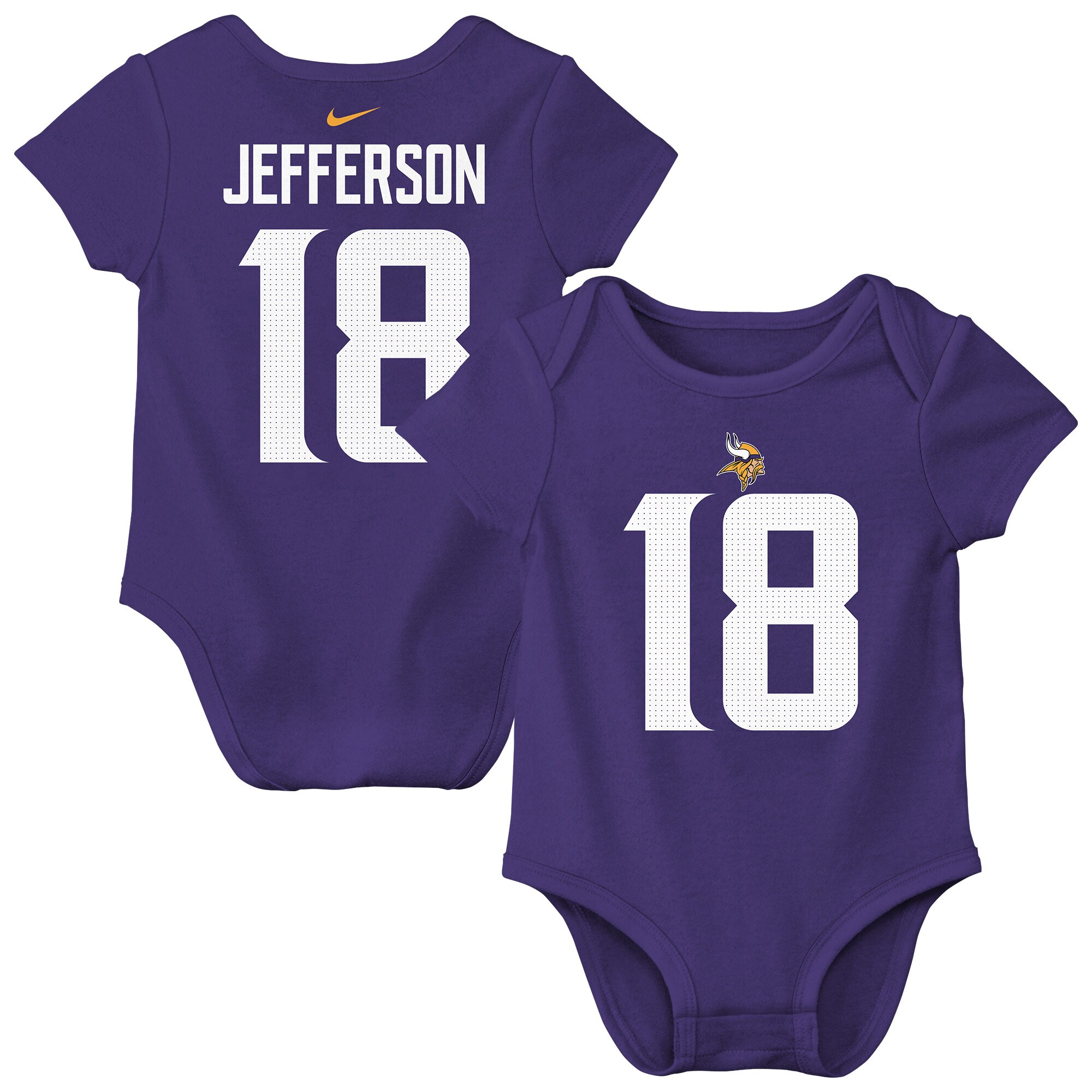 【公式グッズ】NFL バイキングス ジャスティン・ジェファーソン ロンパース Nike/ナイキ ベビー用 パープル (Newborn Nike Player N&N Creeper)