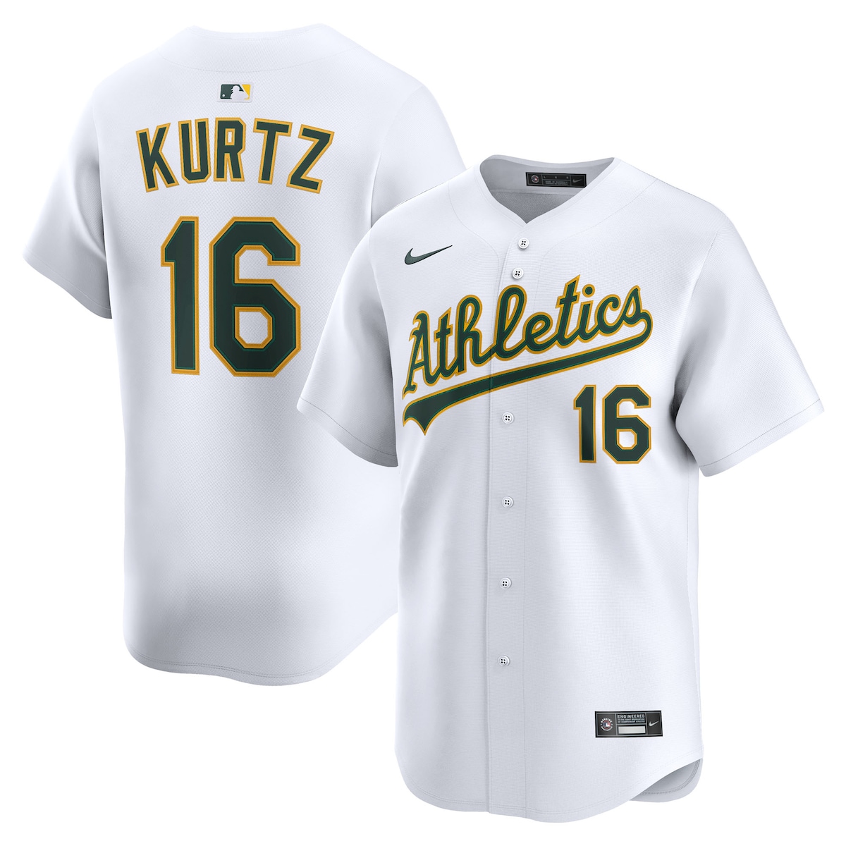 【公式グッズ】MLB アスレチックス ニック・カーツ ホーム リミテッド ユニフォーム Nike/ナイキ メンズ ホワイト (2025 Nike Men's Ltd Players Jerseys - FTF NTP Master Style)