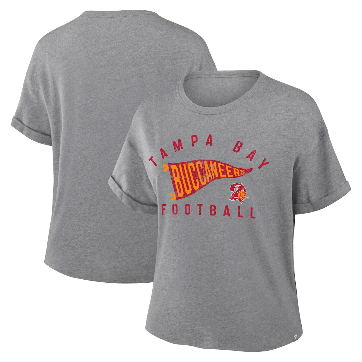 【公式グッズ】NFL バッカニアーズ Tシャツ Fanatics/ファナティクス レディース ヘザーグレイ (NFL Womens Pennant Wave Tribute Triblend SST - R)｜Fanatics公式ストア 店