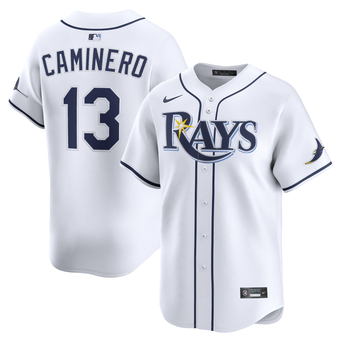 【公式グッズ】MLB レイズ ジュニオール・カミネロ ホーム リミテッド ユニフォーム Nike/ナイキ メンズ ホワイト (2025 Nike Men's Ltd Players Jerseys - FTF NTP Master Style)
