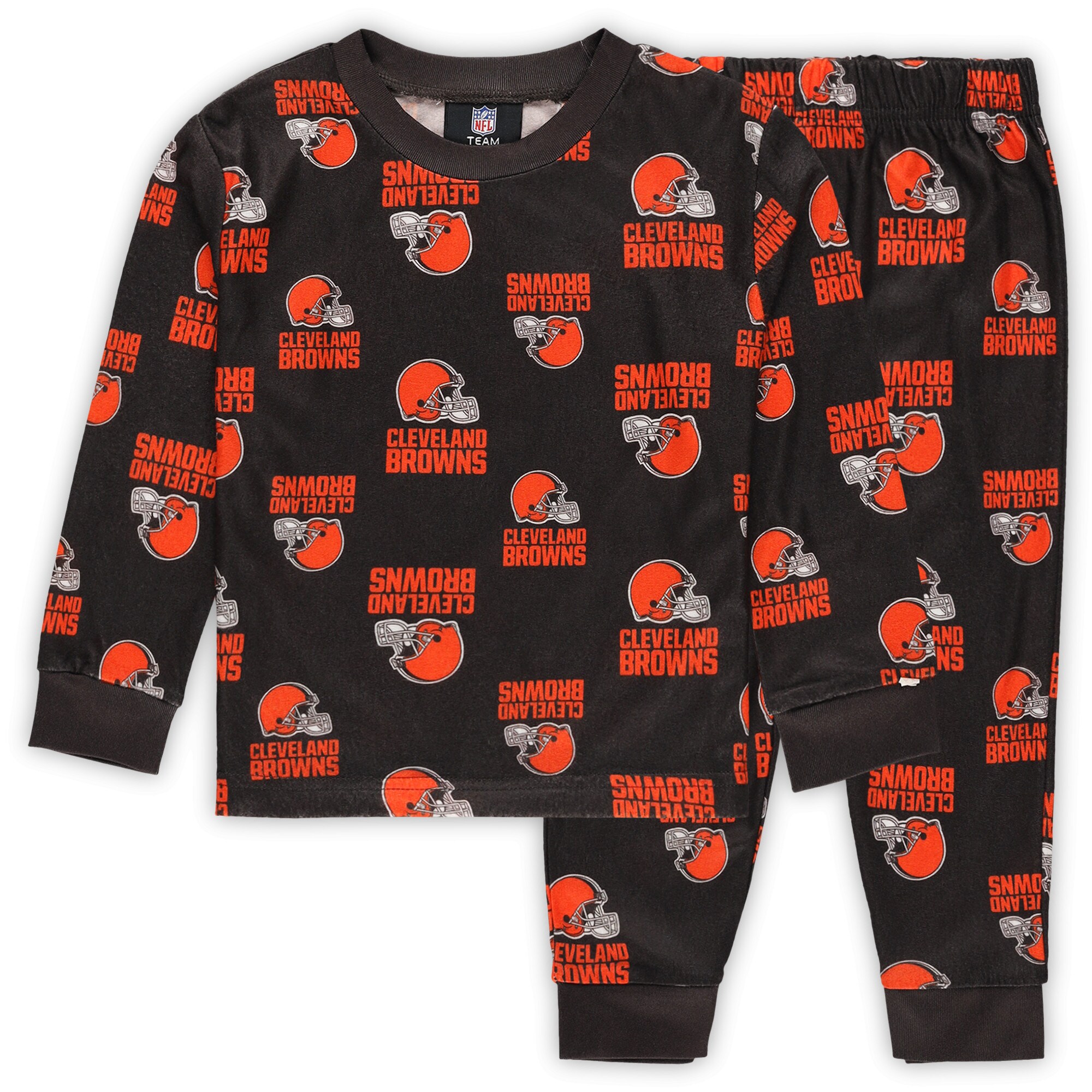 【公式グッズ】NFL ブラウンズ パジャマ Outerstuff トドラー・幼児サイズ ブラウン (NFL Toddler AOP LST & Pant Sleep set)