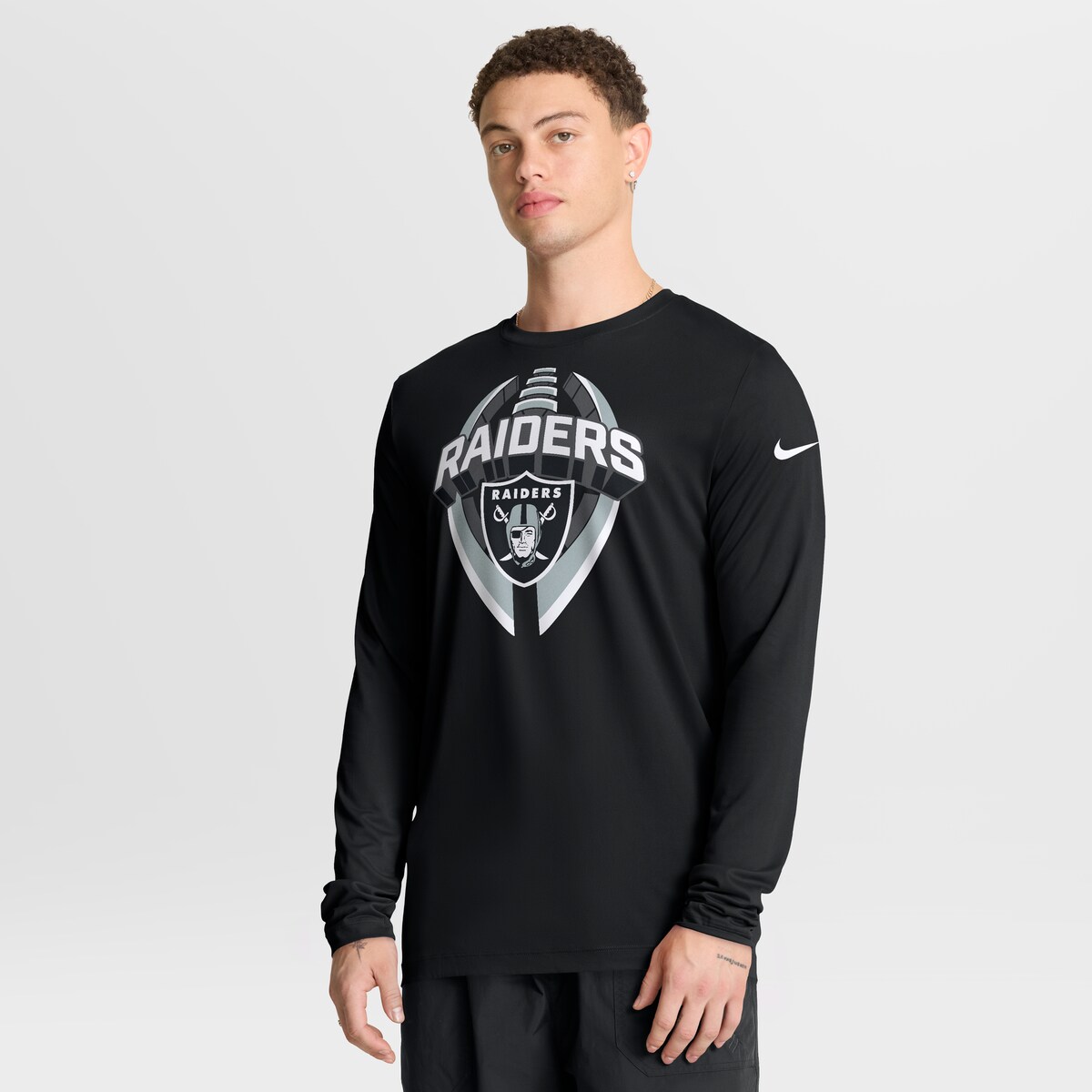 【公式グッズ】NFL レイダース 長袖 Tシャツ Nike/ナイキ メンズ ブラック (25 Men's Nike Primetime Legend Icon Dri-Fit LST - R)|Fanatics公式ストア 店