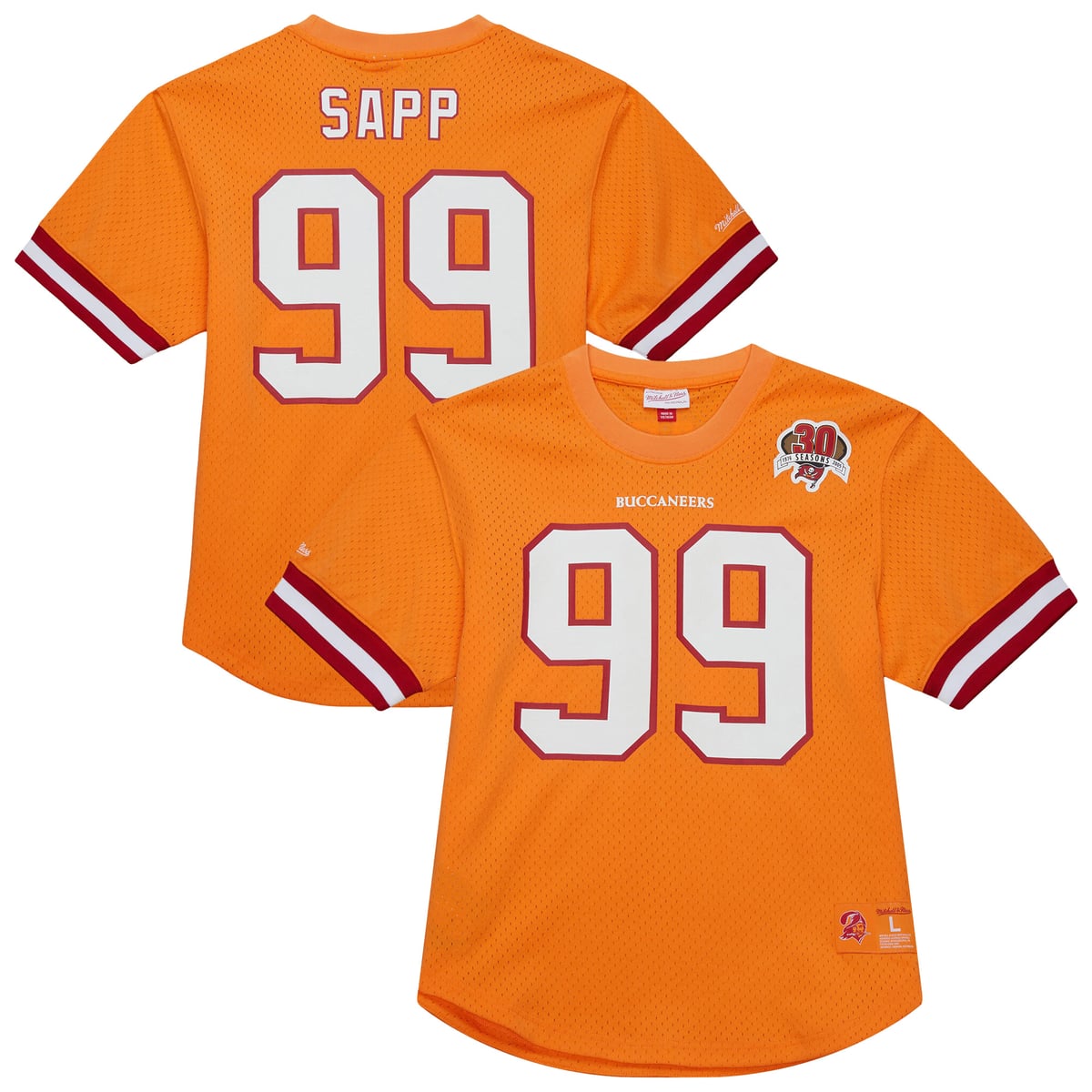 【公式グッズ】NFL バッカニアーズ ウォーレン・サップ ネーム&ナンバー Tシャツ Mitchell & Ness/ミッチェル＆ネス メンズ オレンジ (25 Men's Retired Player N&N Mesh Crewneck Top) 17,412円