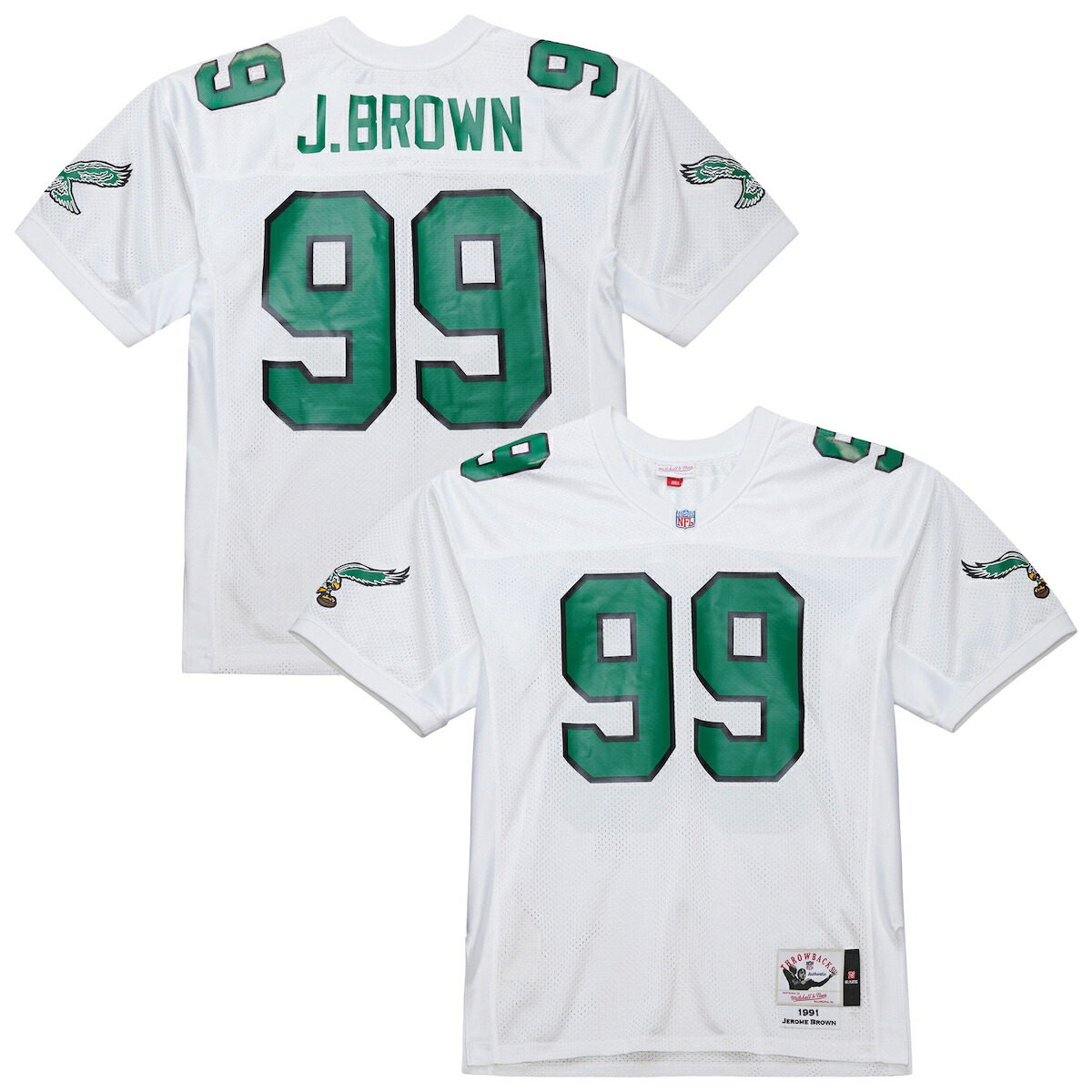 【公式グッズ】NFL イーグルス ジェローム・ブラウン 復刻ユニフォーム Mitchell & Ness/ミッチェル＆ネス メンズ ホワイト (Men's MNC Authentic Jersey)