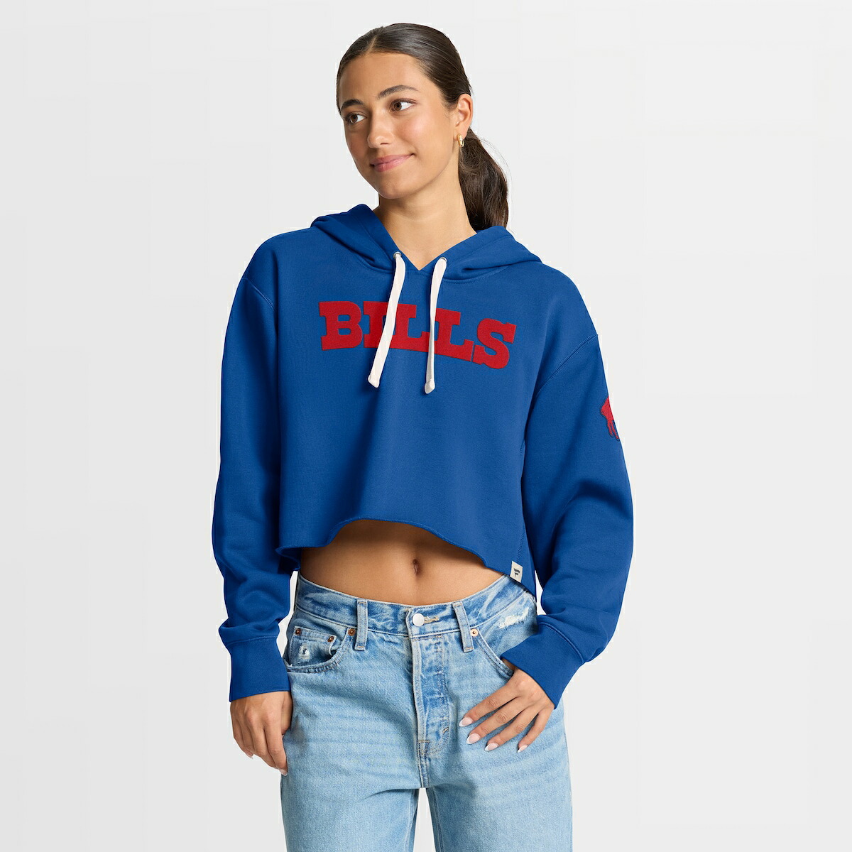 【公式グッズ】NFL ビルズ パーカー Fanatics/ファナティクス レディース ロイヤルブルー (NFL Womens Hometown Heritage Cropped Hoodie)|Fanatics公式ストア 店