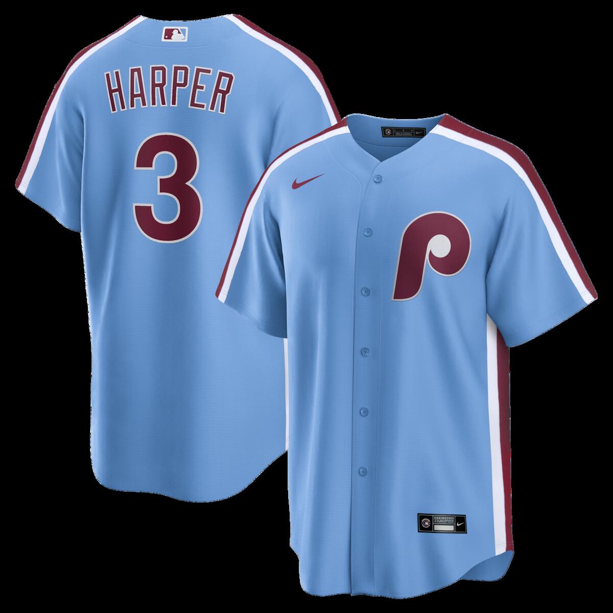 【公式グッズ】MLB フィリーズ ブライス・ハーパー オルタネイト ユニフォーム （レプリカ） Nike/ナイキ メンズ ライトブルー (Men’s T770 Replica Jersey ― League Seasonal ― Player)