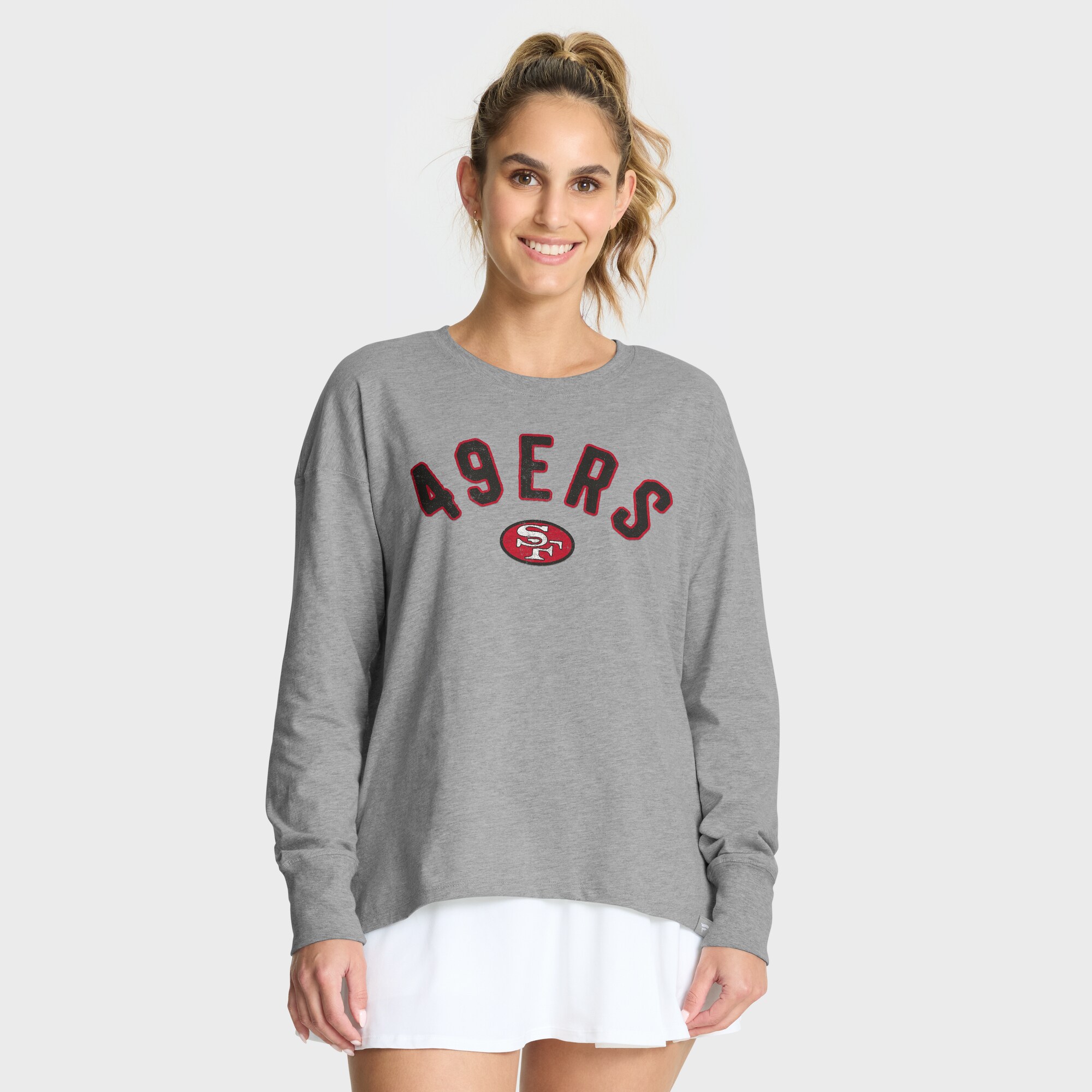 【公式グッズ】NFL 49ers 長袖 Tシャツ Fanatics/ファナティクス レディース ヘザーグレイ (NFL Womens Hometown Legacy Cotton LST)