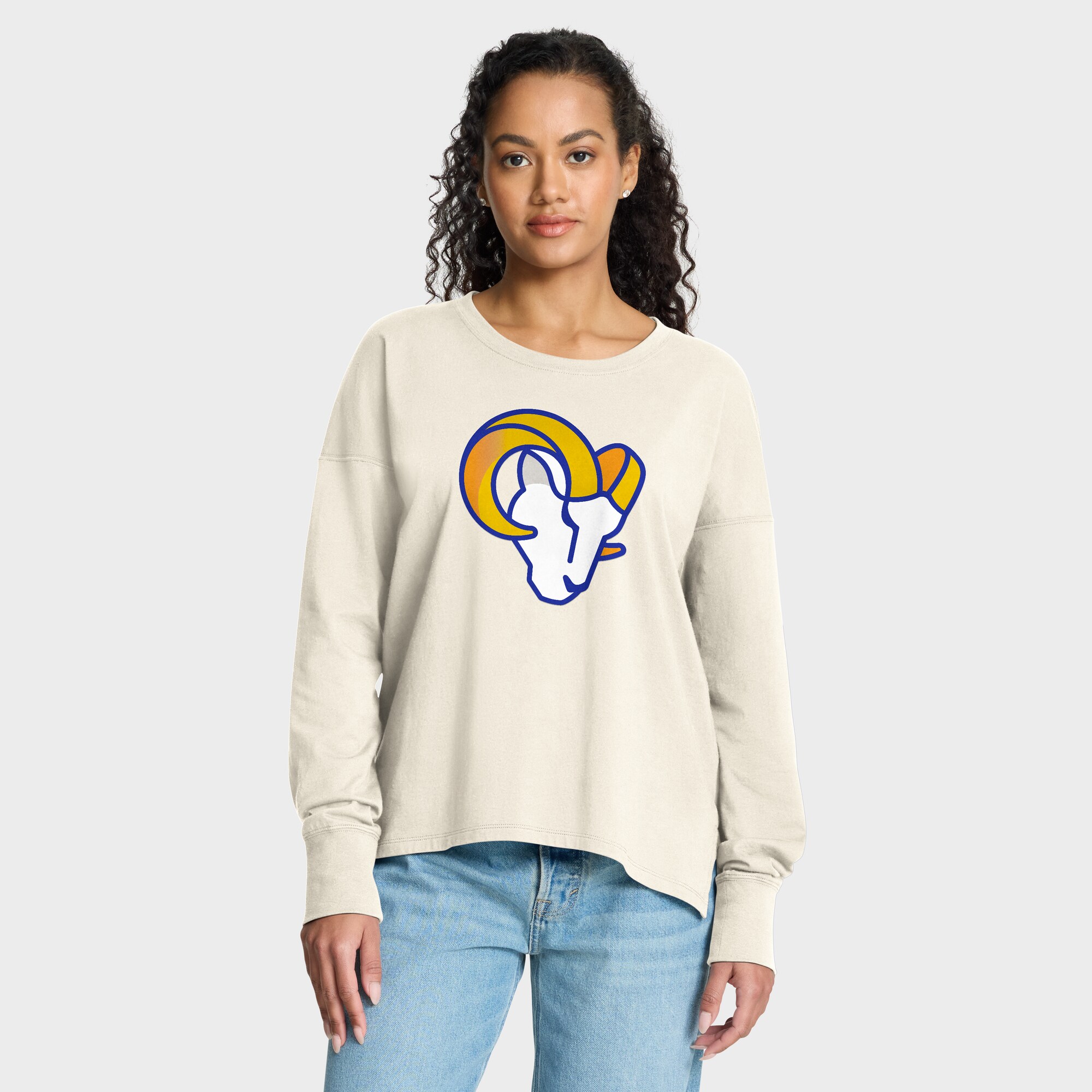 【公式グッズ】NFL ラムズ 長袖 Tシャツ Fanatics/ファナティクス レディース クリーム (NFL Womens Dove Legacy LST - R)