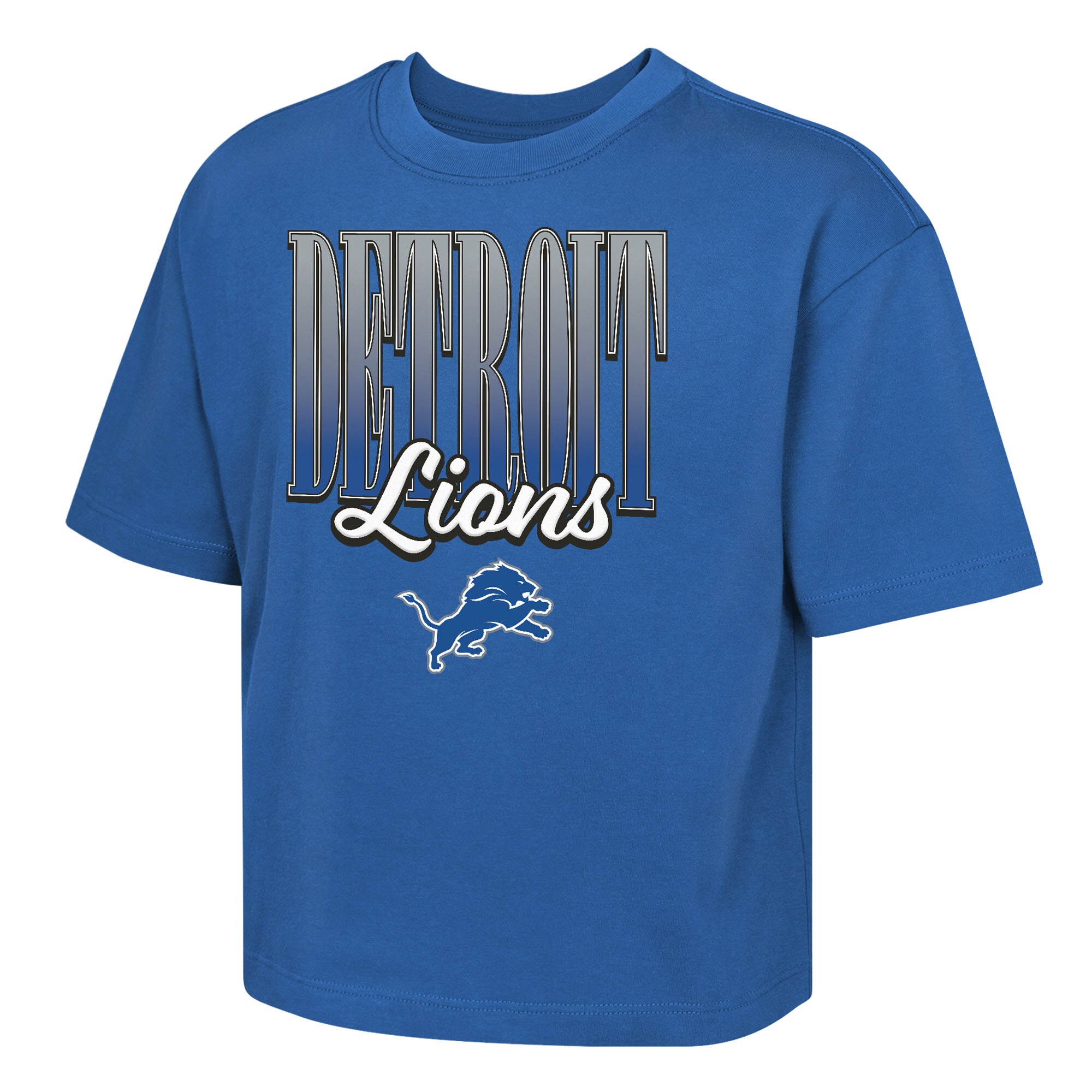 【公式グッズ】NFL ライオンズ Tシャツ Outerstuff キッズサイズ ブルー (NFL Girls Big City Boxy SST)