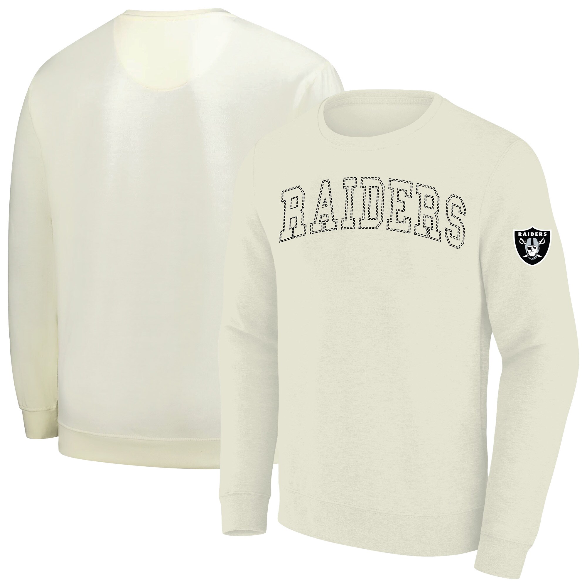【公式グッズ】NFL レイダース フリース トレーナー （大きいサイズ） Profile メンズ クリーム (PULLOVER FLEECE CREWNECK EMB STITCHING FRONT)